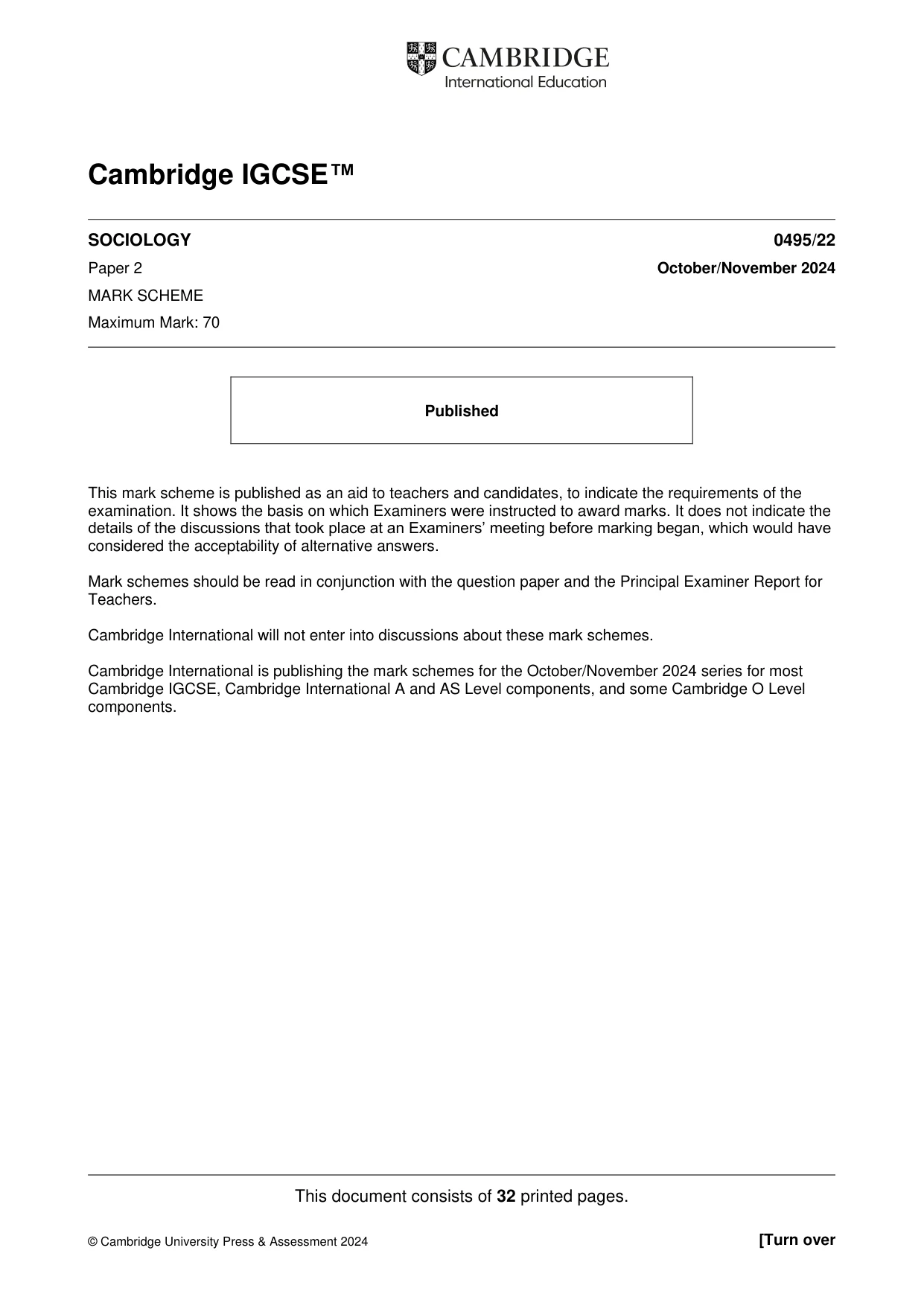 Mark scheme, page 1 of 32
