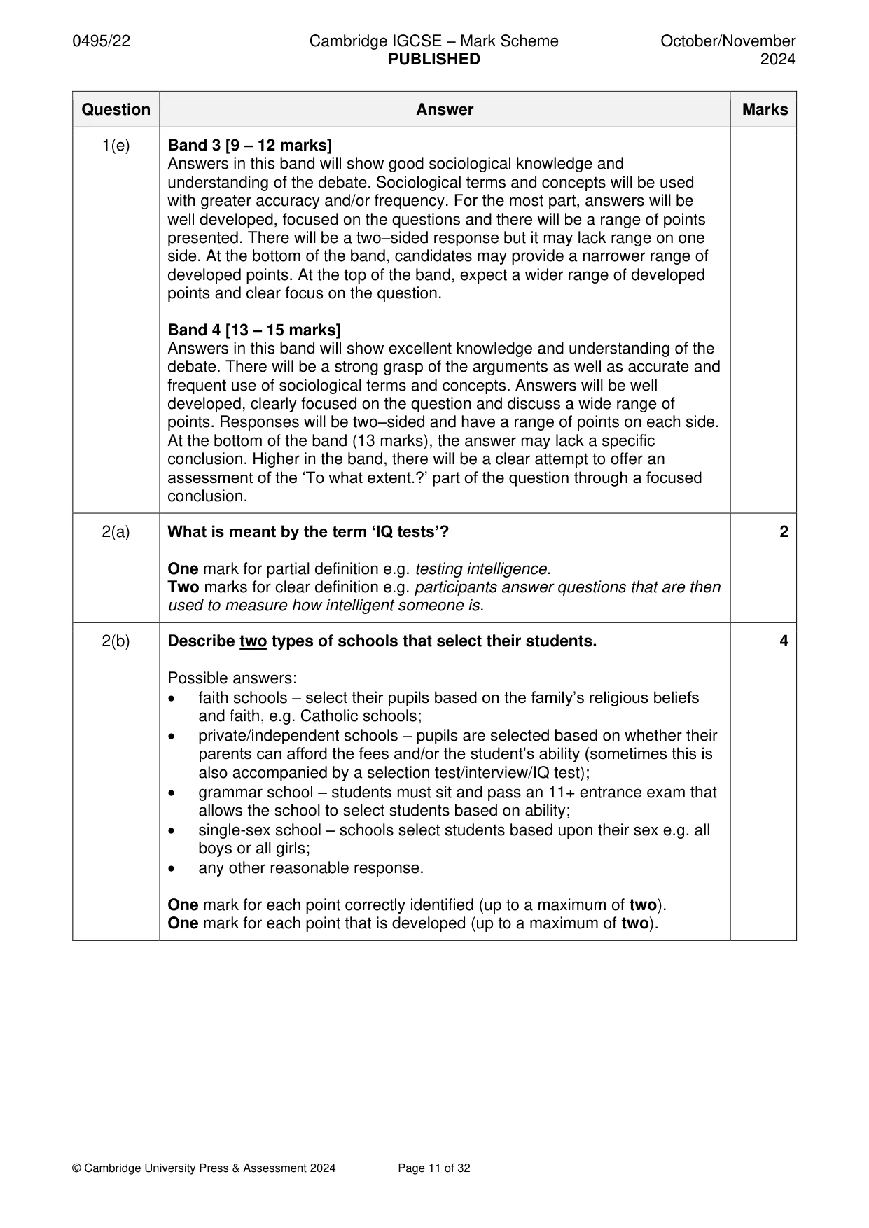 Mark scheme, page 11 of 32