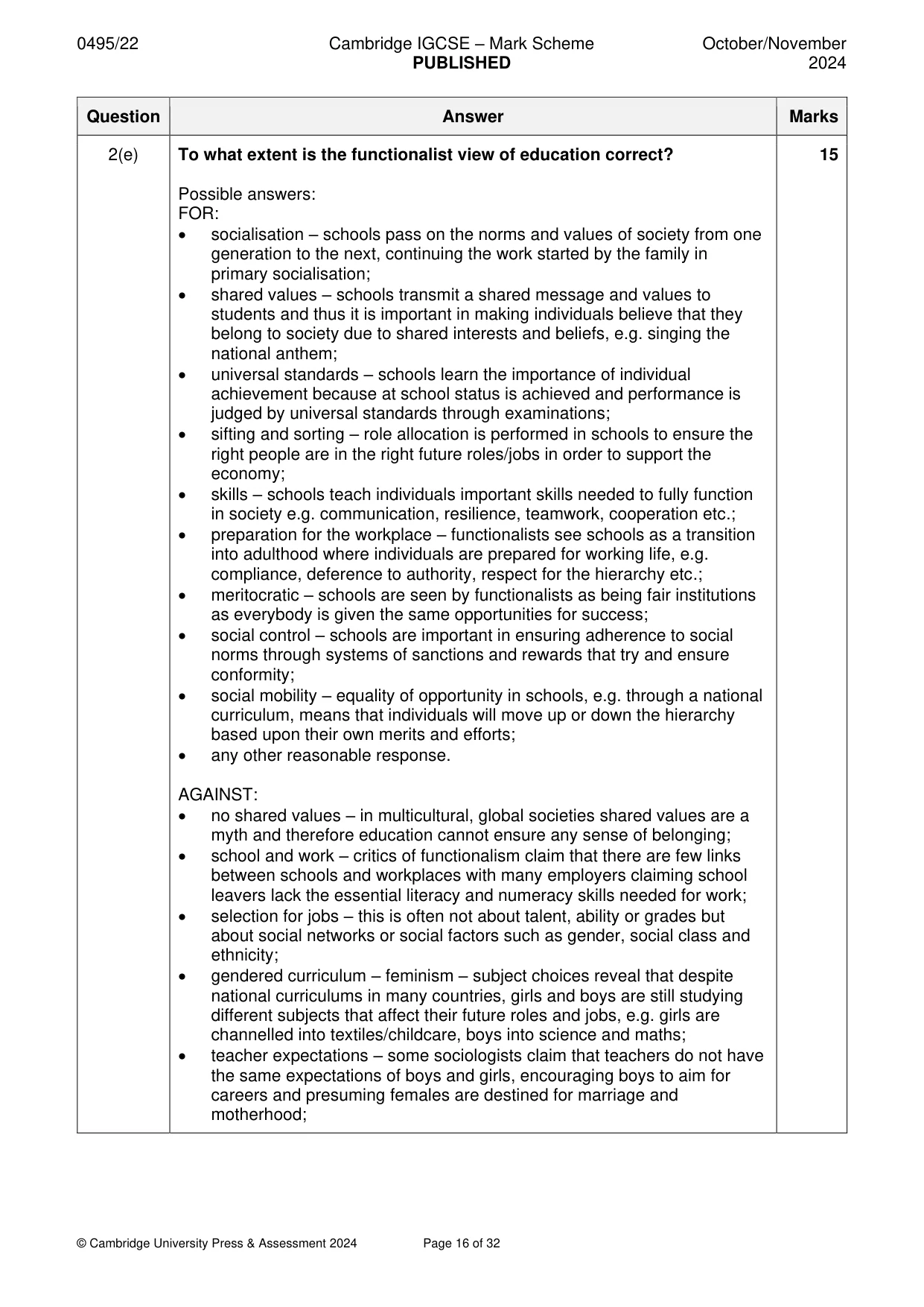 Mark scheme, page 16 of 32