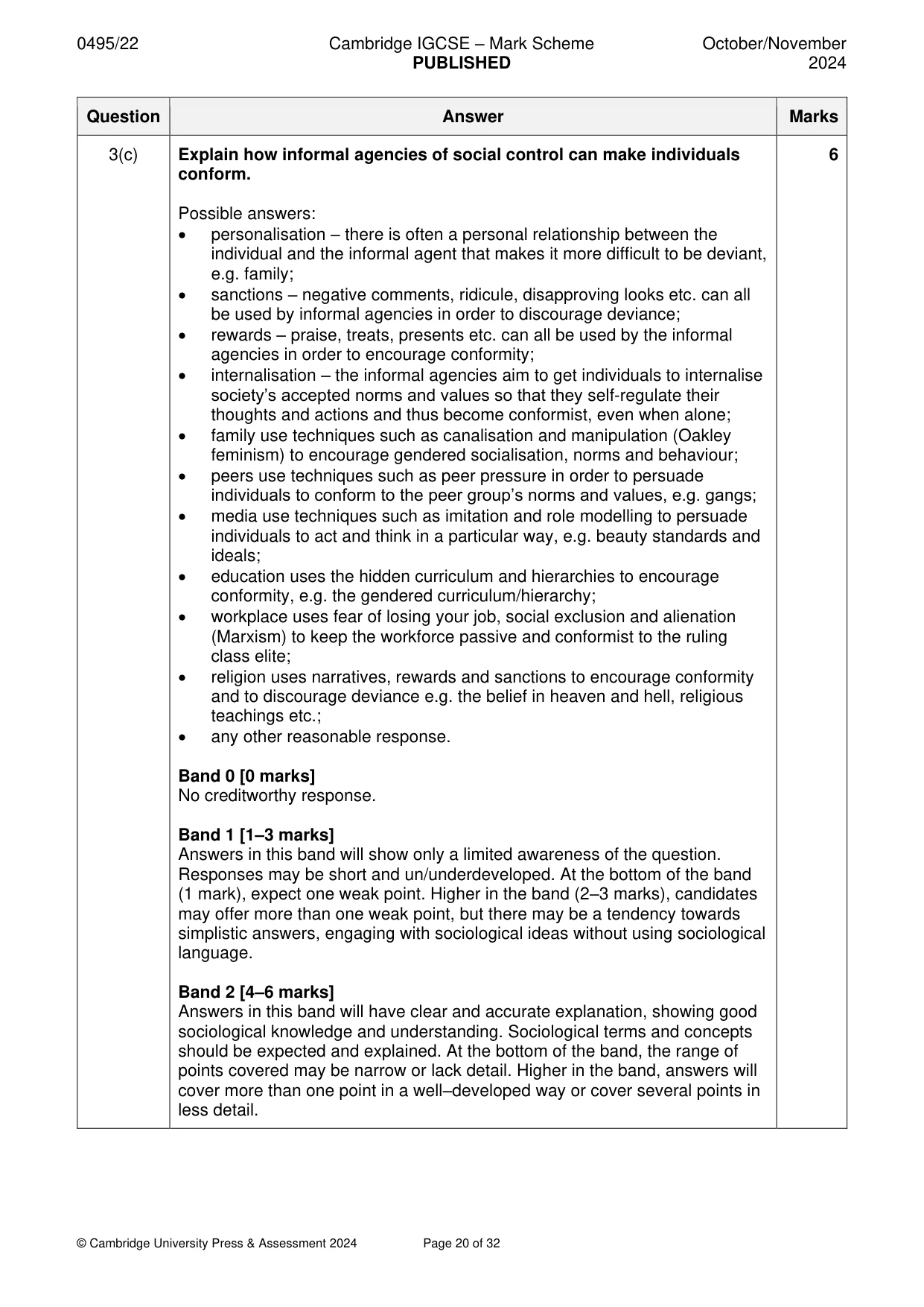 Mark scheme, page 20 of 32