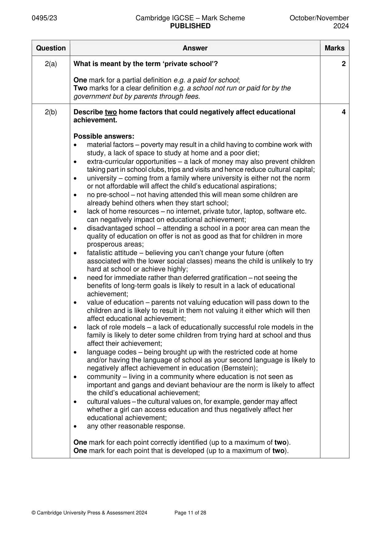 Mark scheme, page 11 of 28