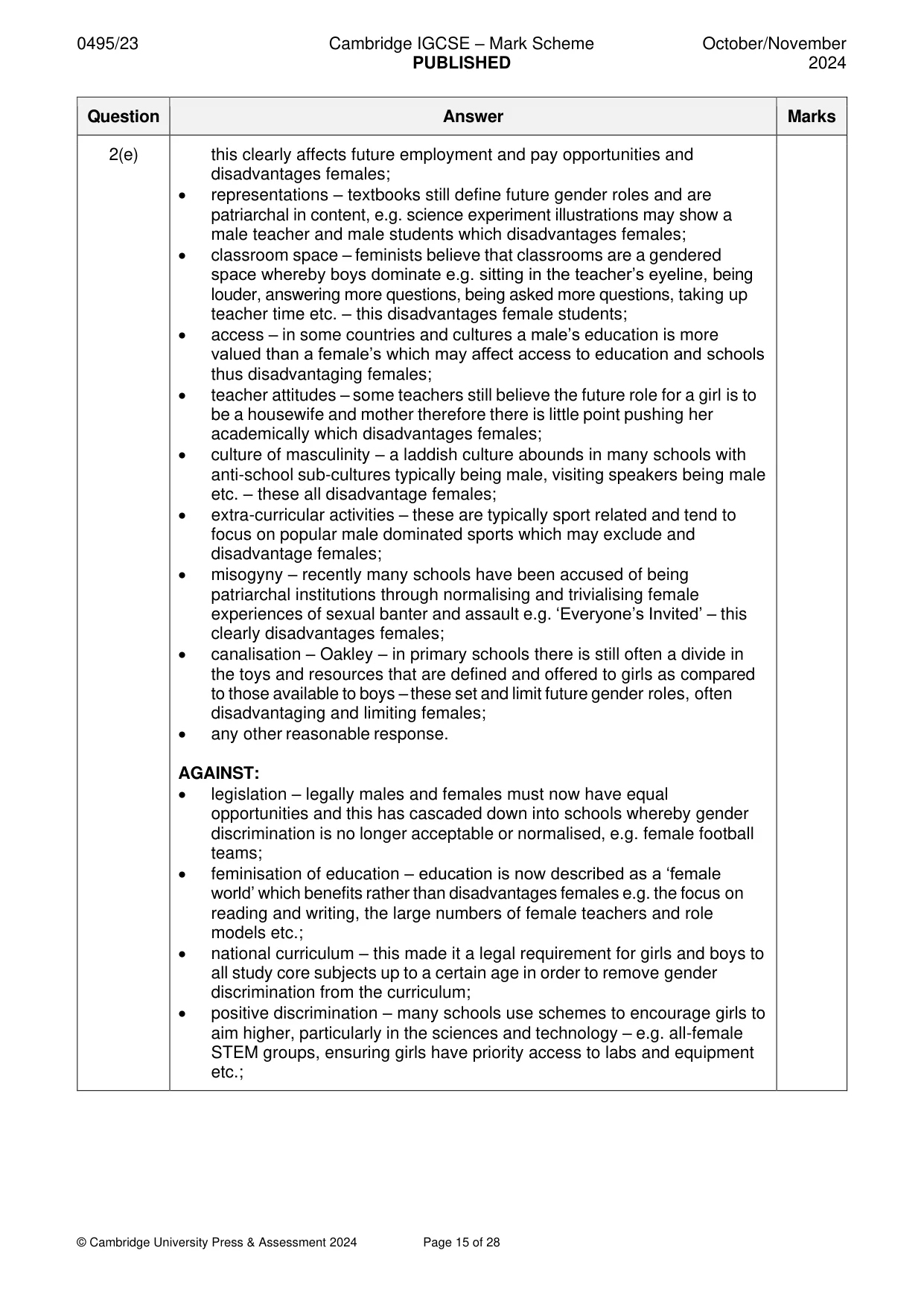 Mark scheme, page 15 of 28
