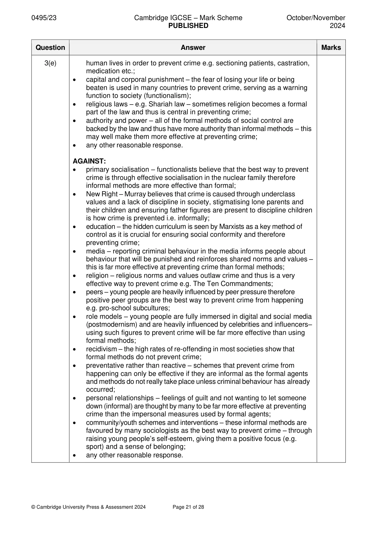 Mark scheme, page 21 of 28