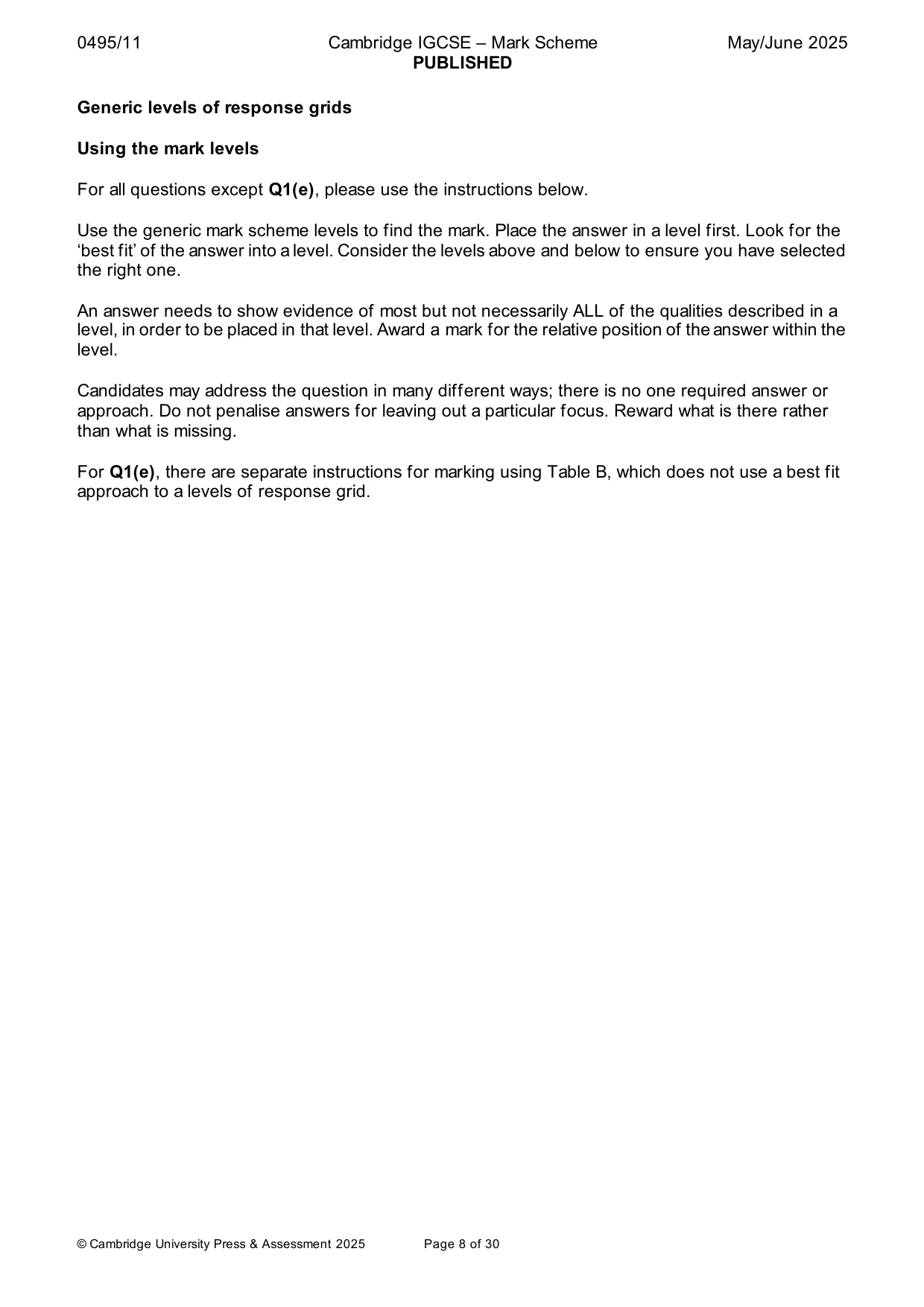 Mark scheme, page 8 of 30