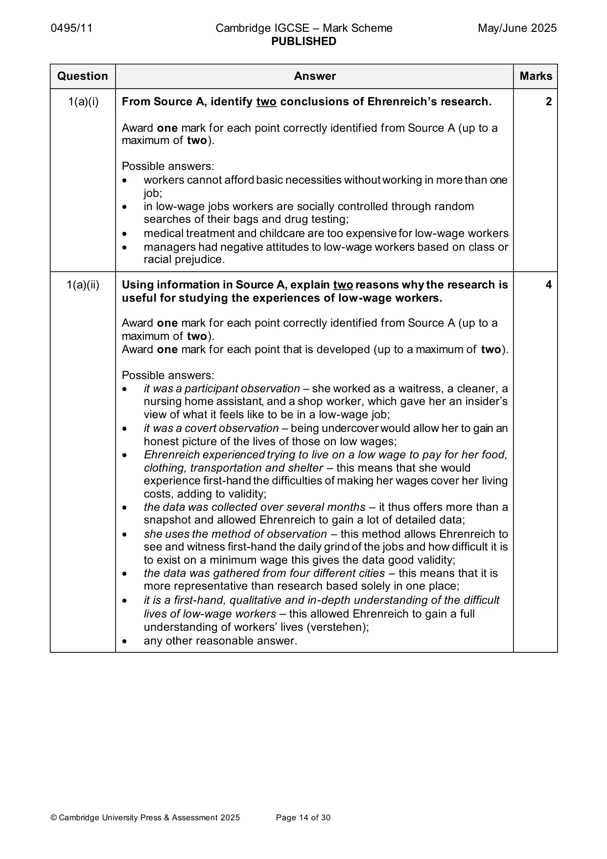 Mark scheme, page 14 of 30