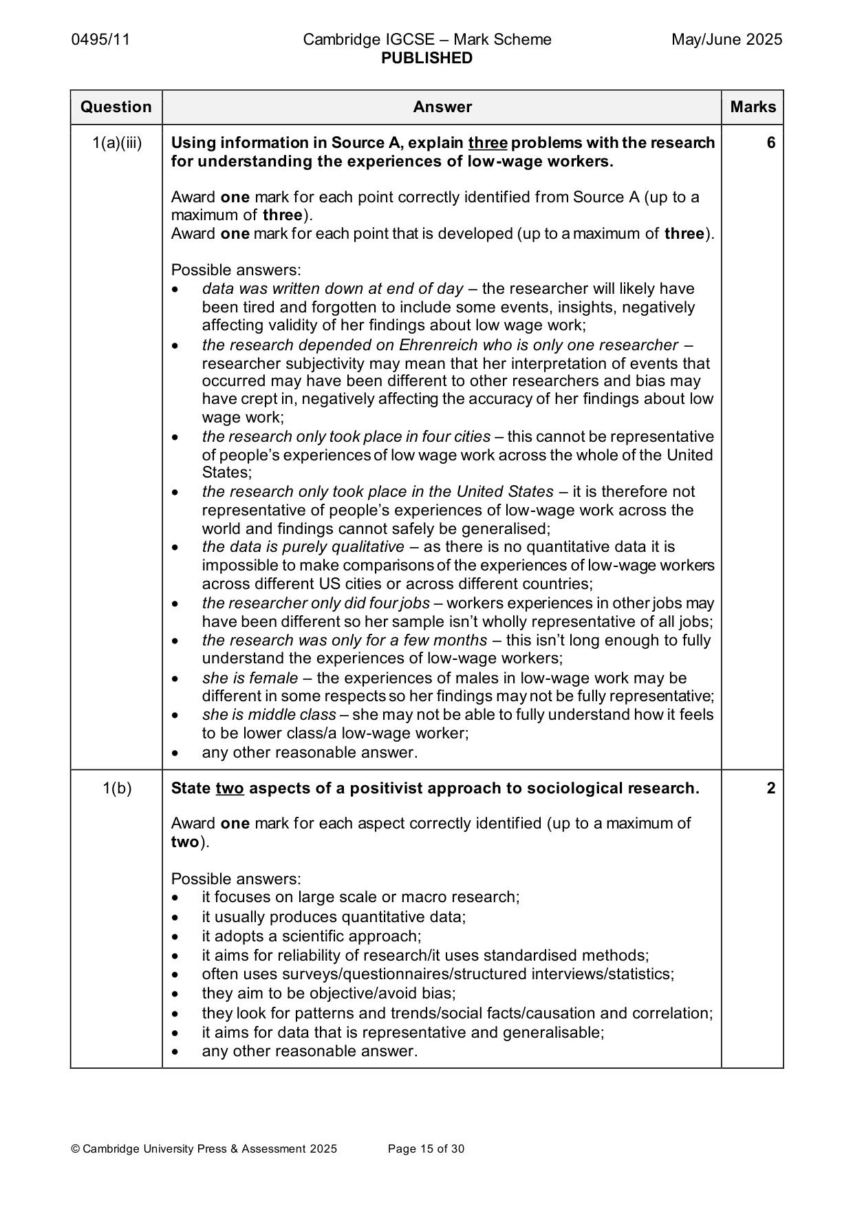 Mark scheme, page 15 of 30
