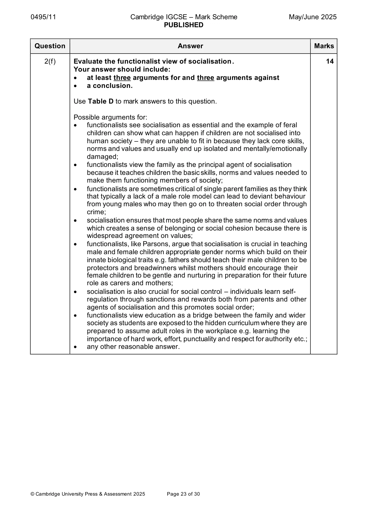 Mark scheme, page 23 of 30