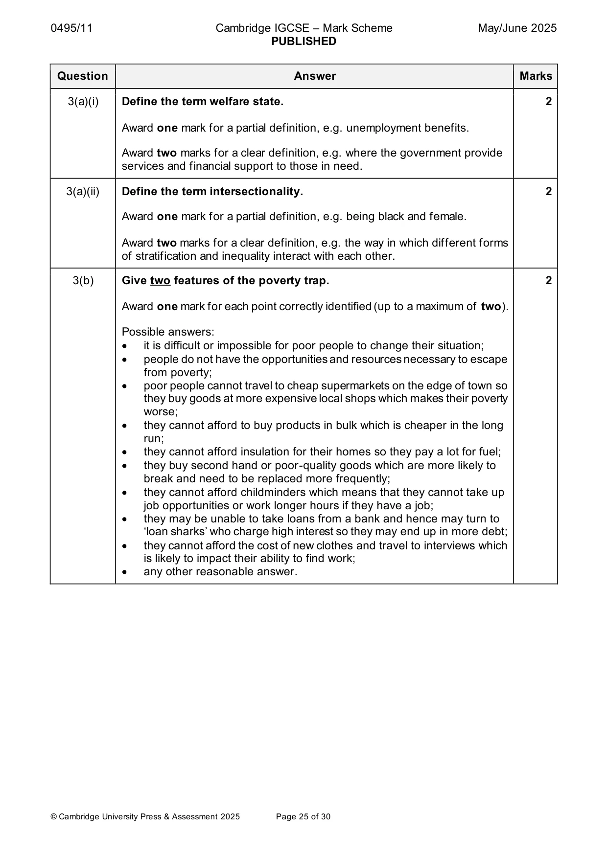 Mark scheme, page 25 of 30