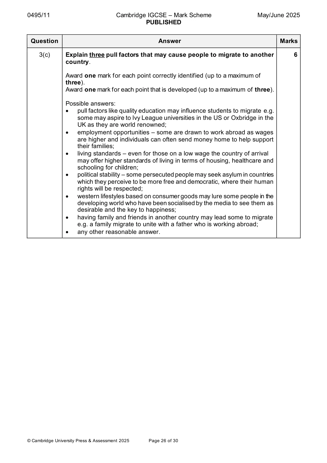 Mark scheme, page 26 of 30