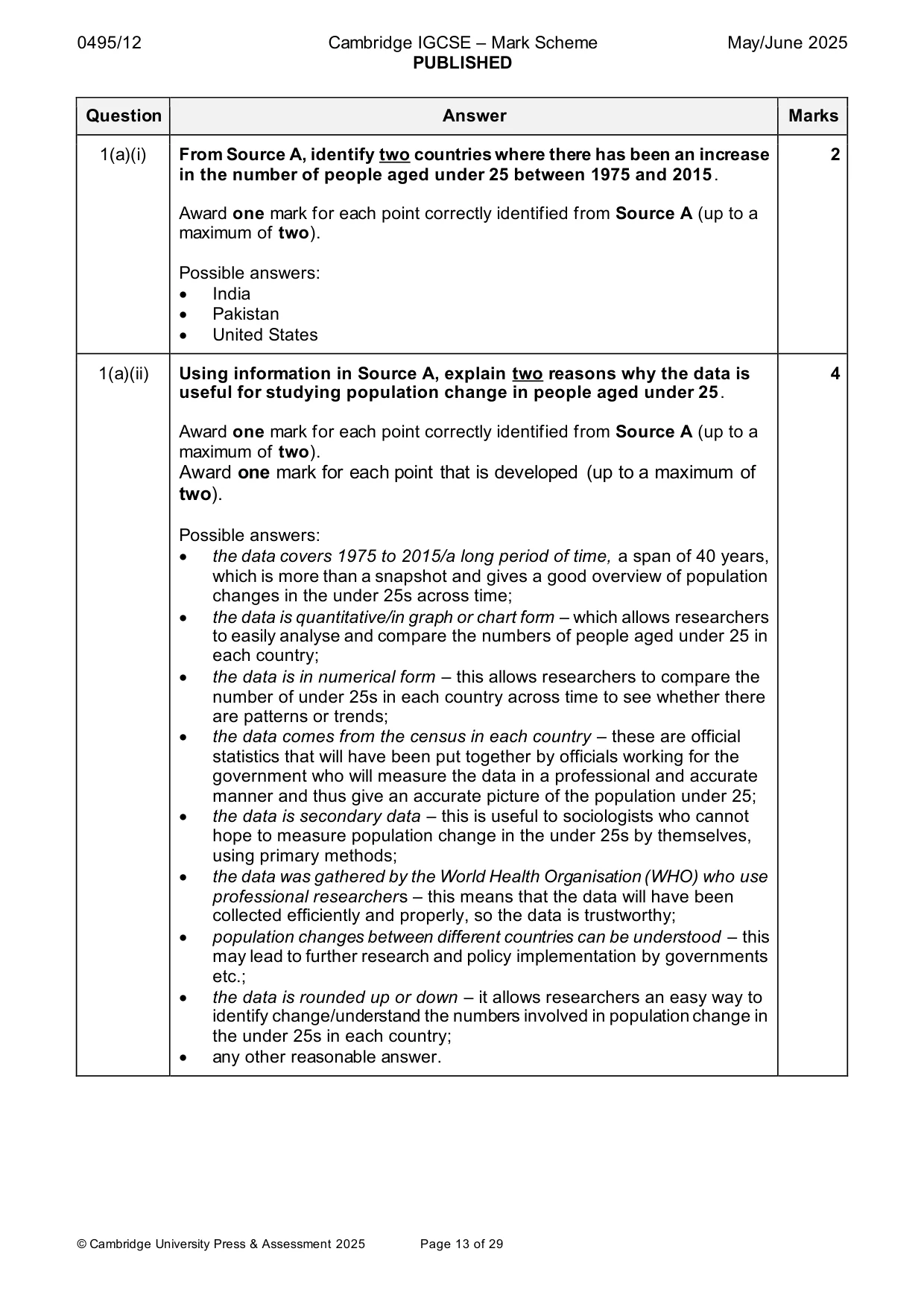 Mark scheme, page 13 of 29