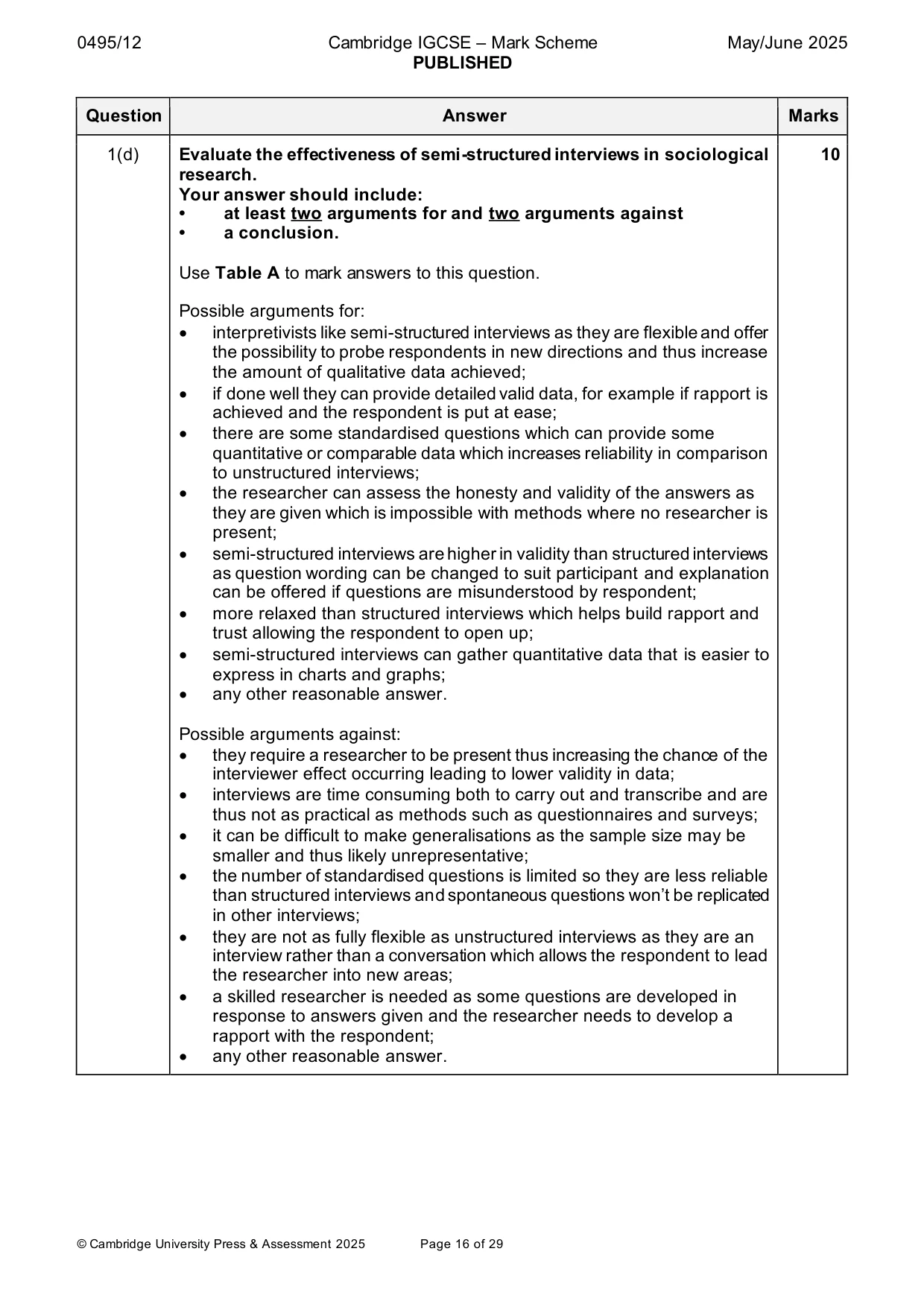 Mark scheme, page 16 of 29