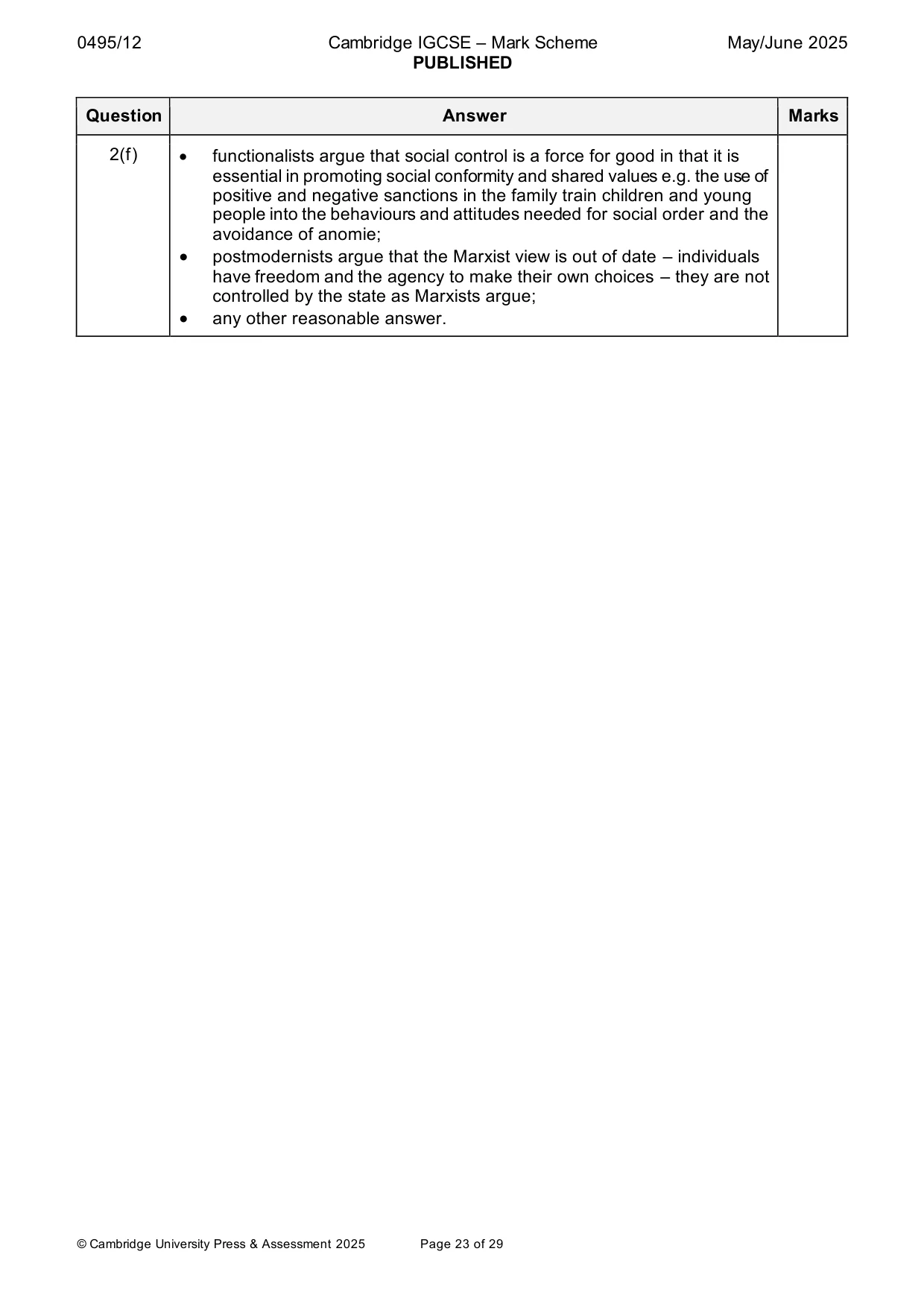 Mark scheme, page 23 of 29