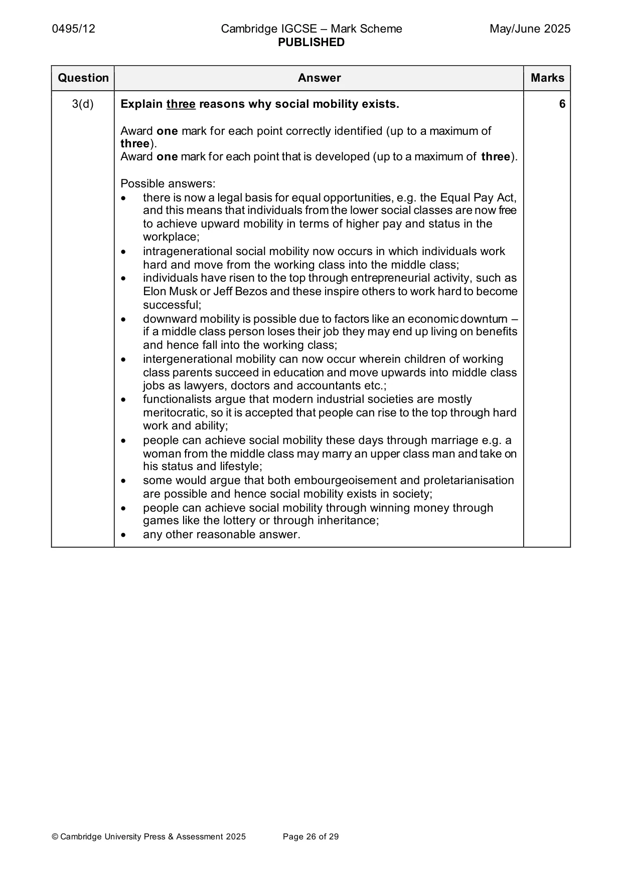 Mark scheme, page 26 of 29