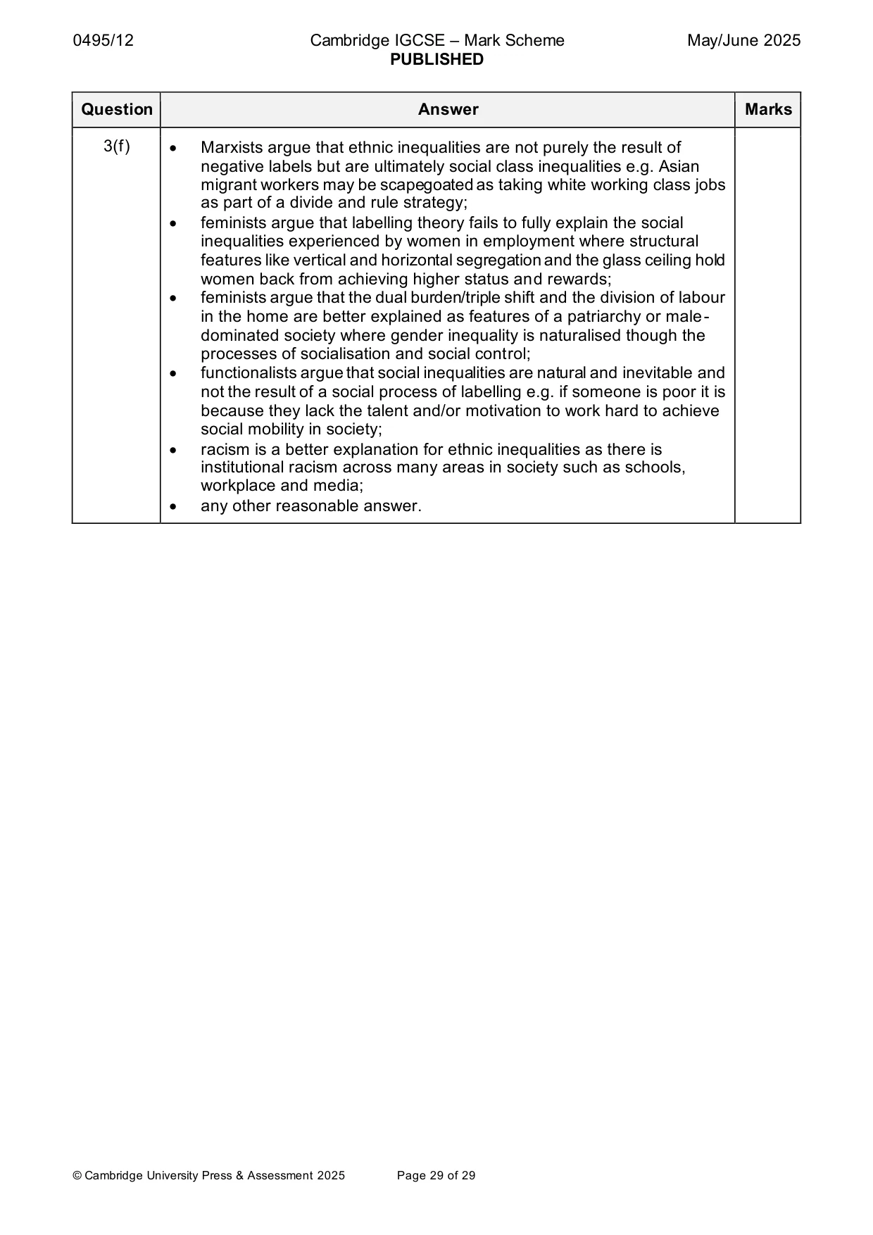 Mark scheme, page 29 of 29