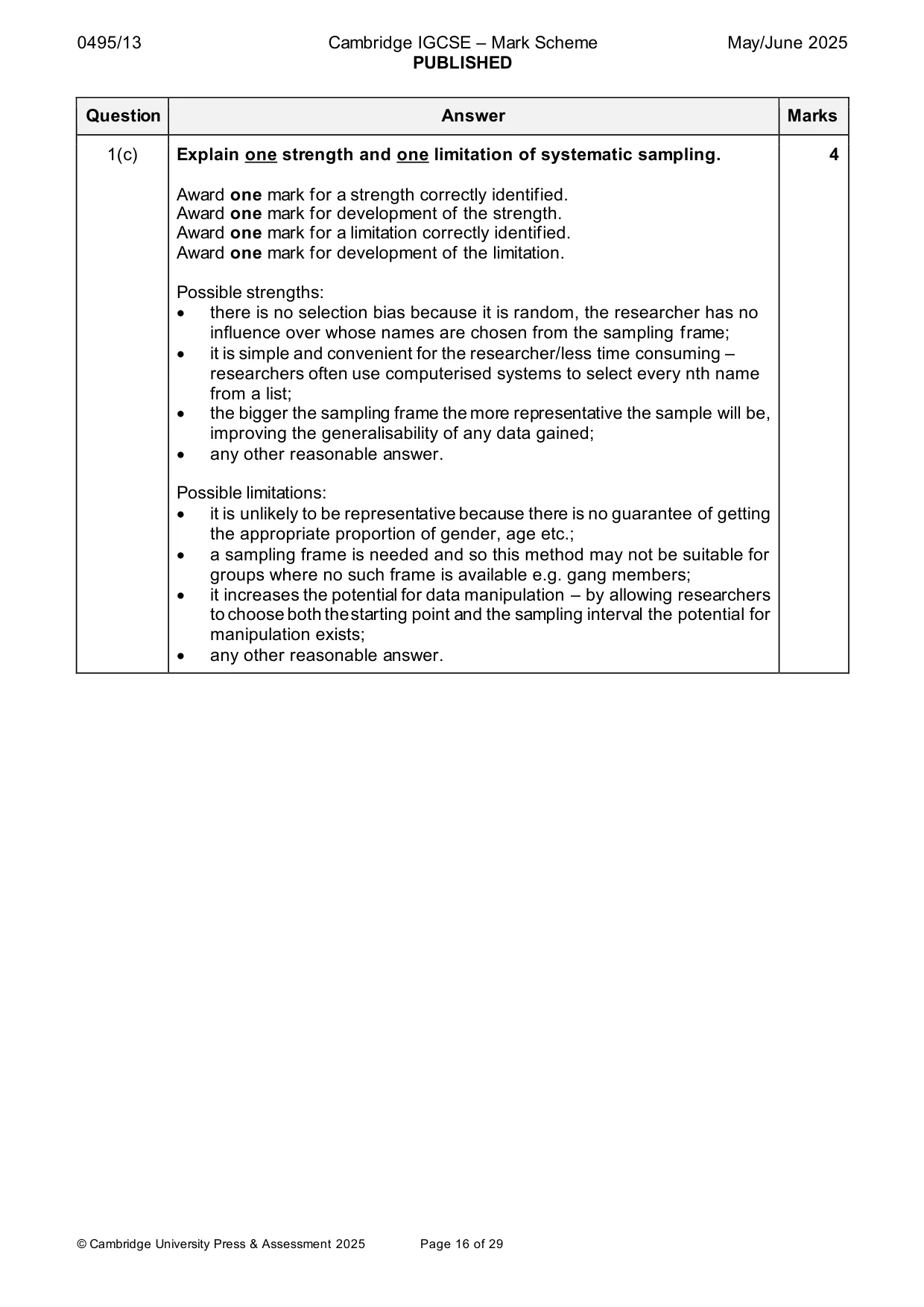 Mark scheme, page 16 of 29