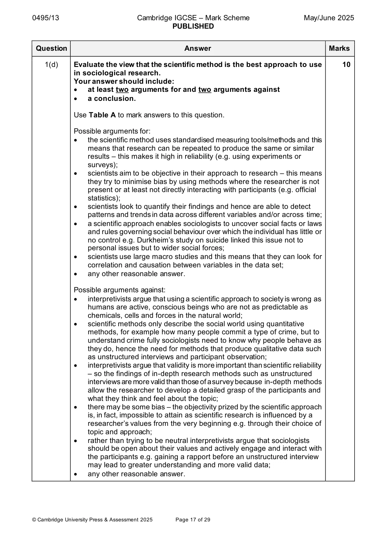 Mark scheme, page 17 of 29