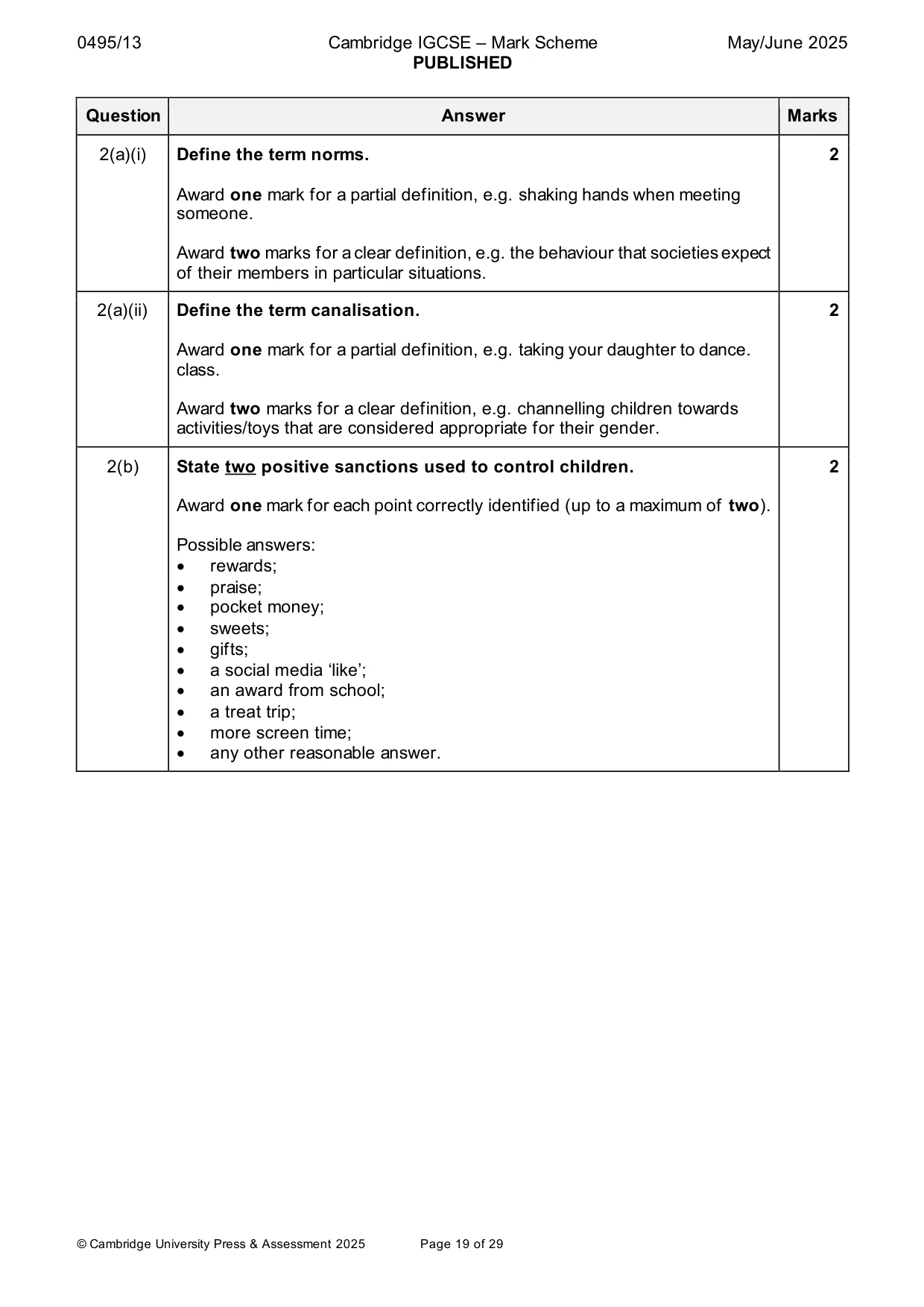 Mark scheme, page 19 of 29
