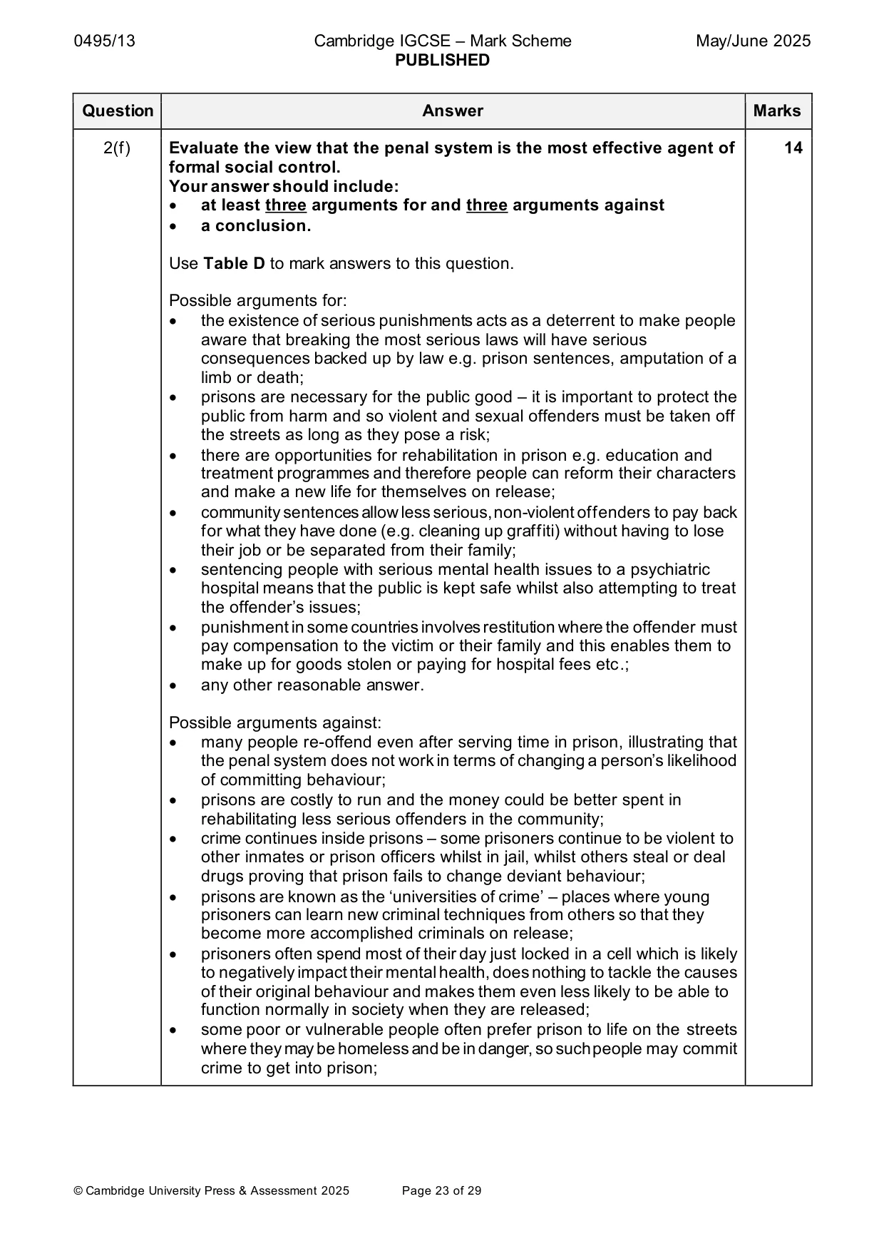 Mark scheme, page 23 of 29