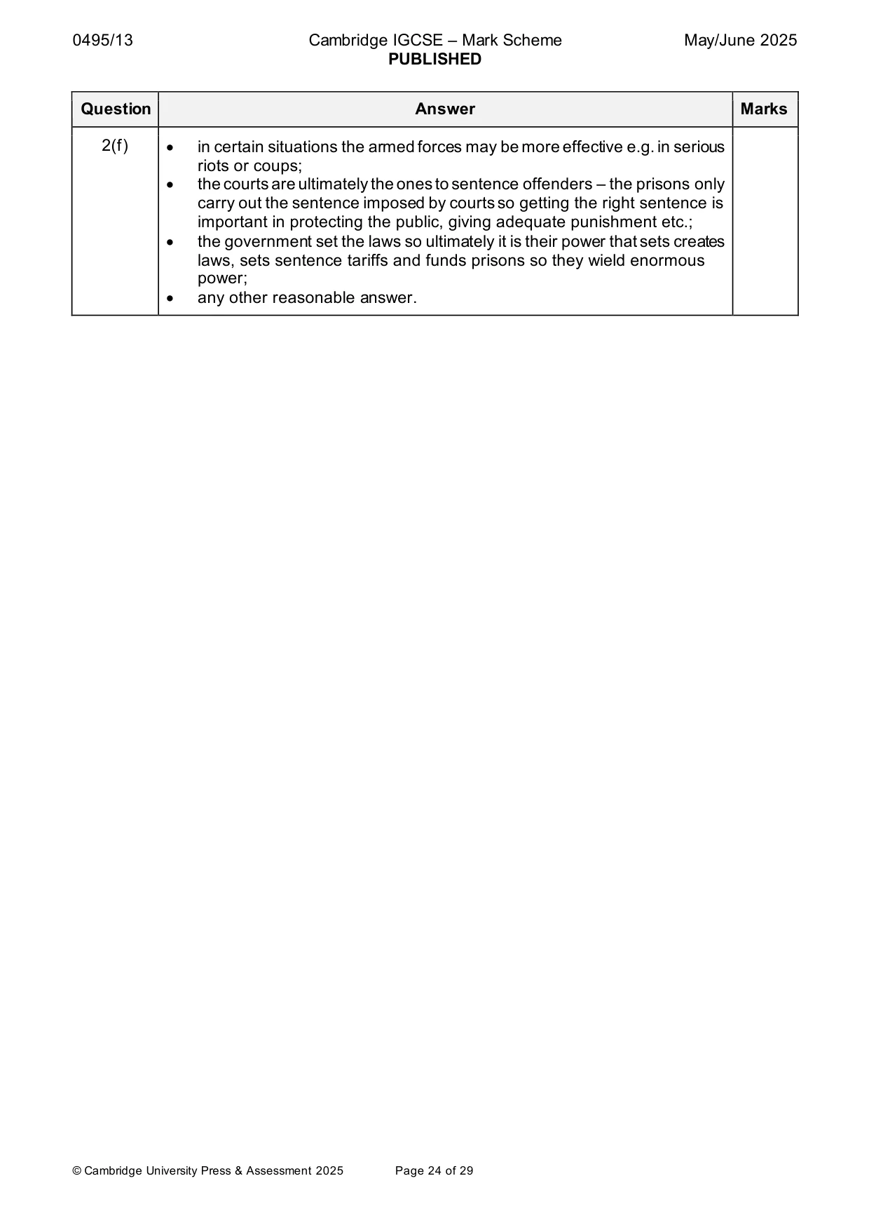 Mark scheme, page 24 of 29