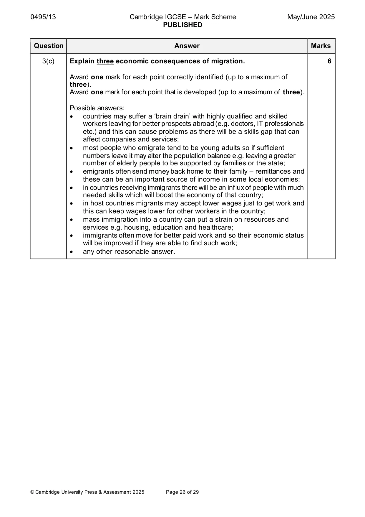 Mark scheme, page 26 of 29