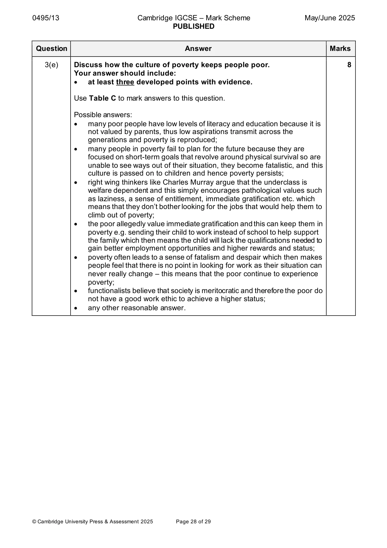 Mark scheme, page 28 of 29