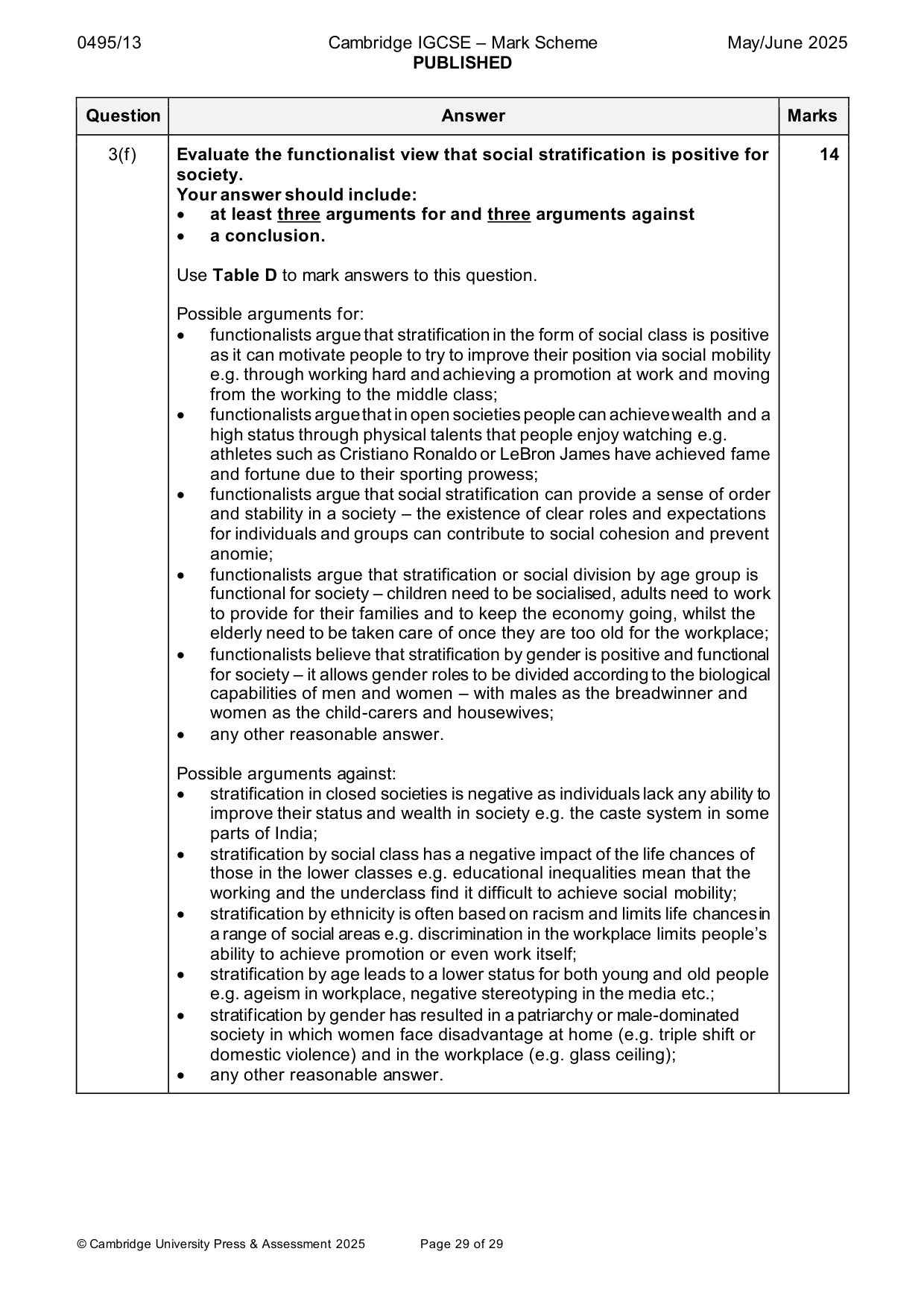 Mark scheme, page 29 of 29