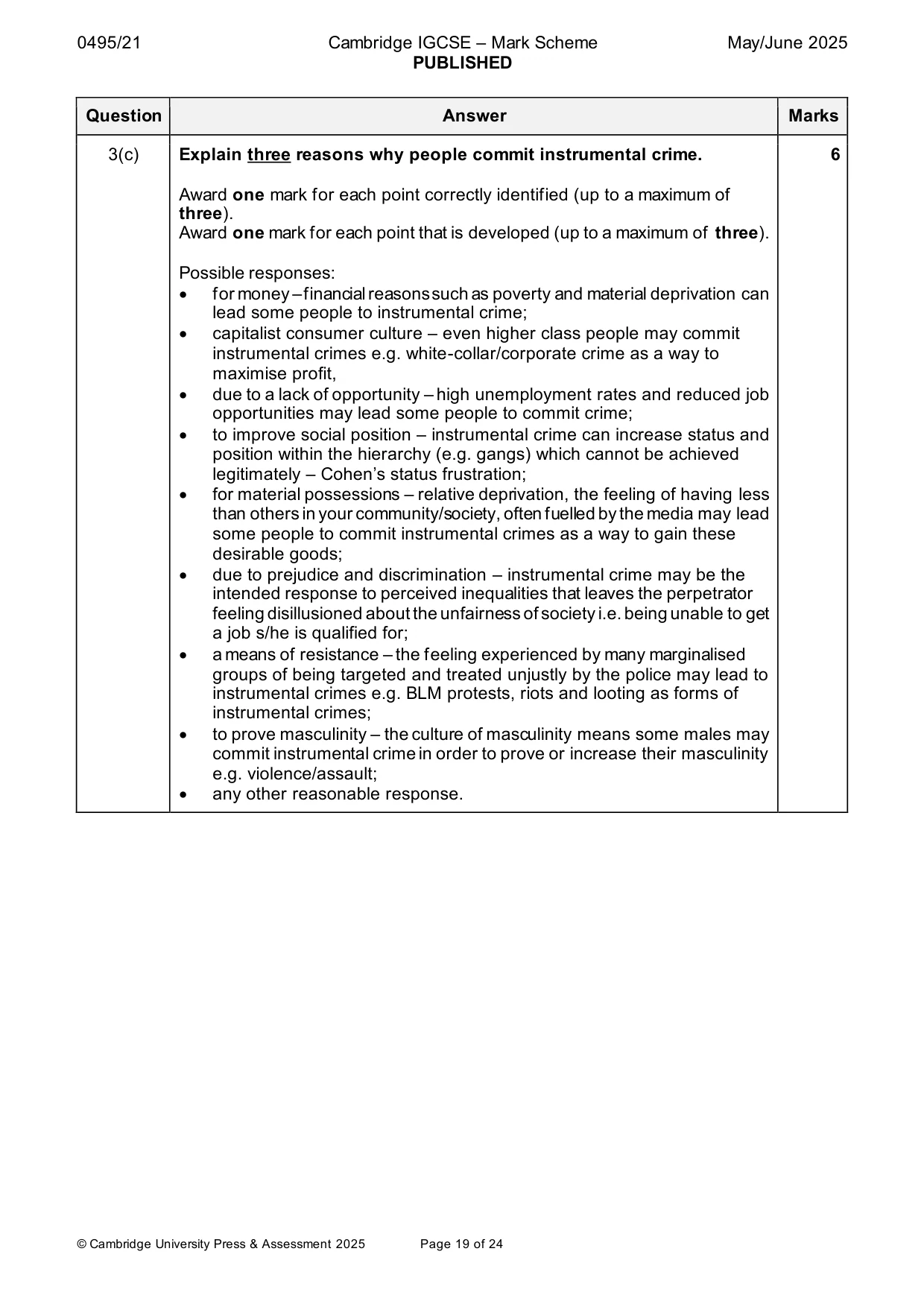 Mark scheme, page 19 of 24