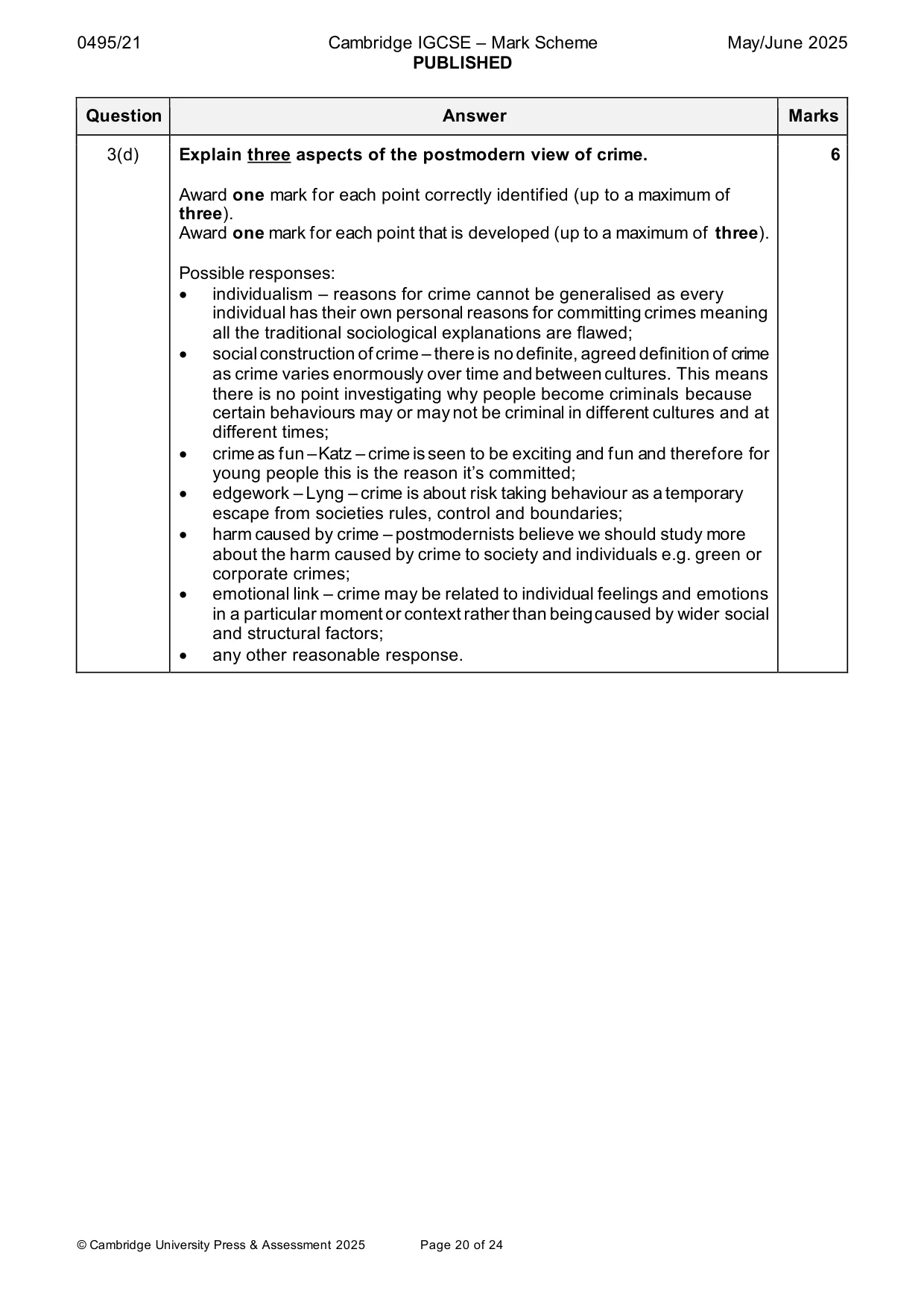 Mark scheme, page 20 of 24