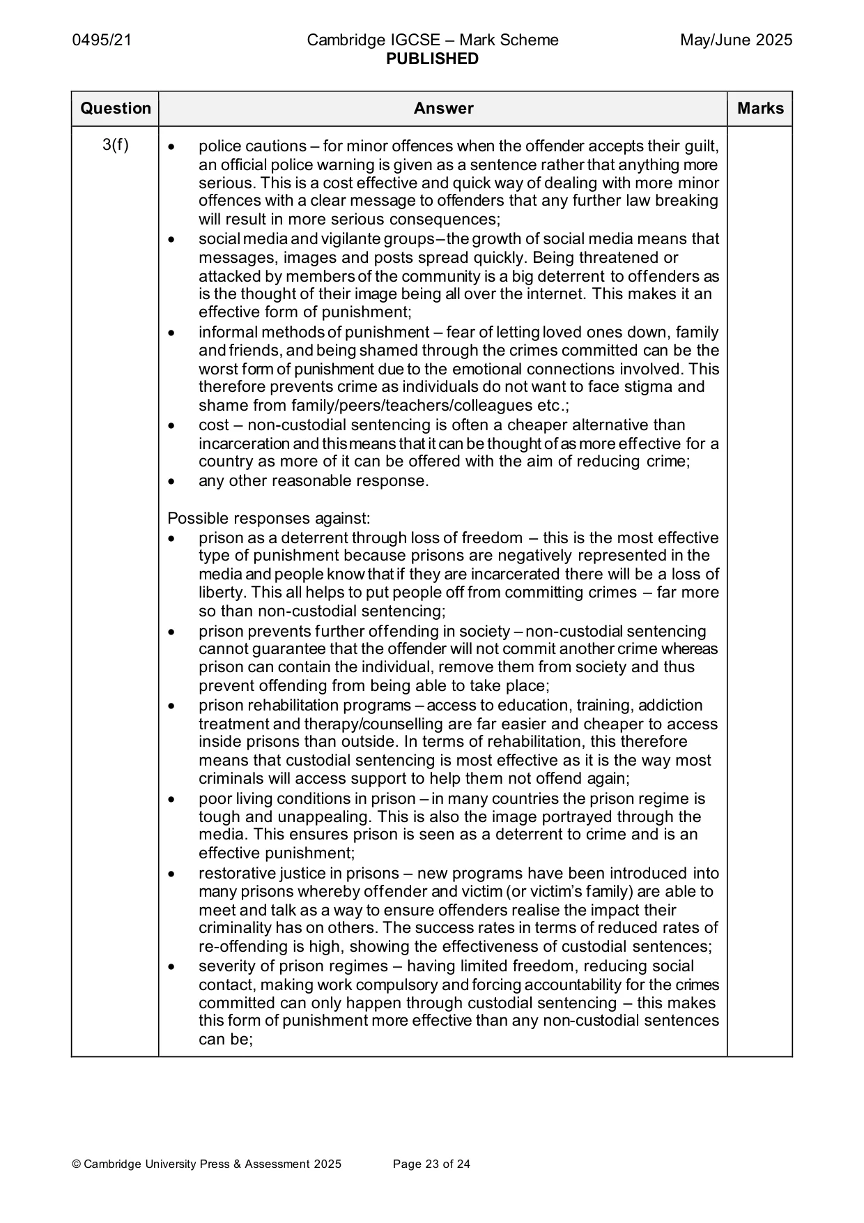 Mark scheme, page 23 of 24