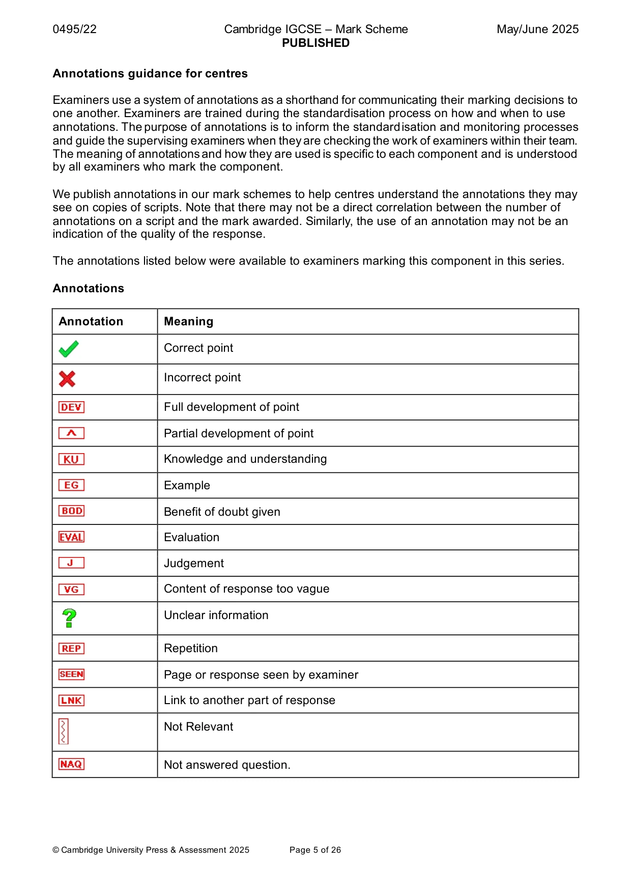 Mark scheme, page 5 of 26