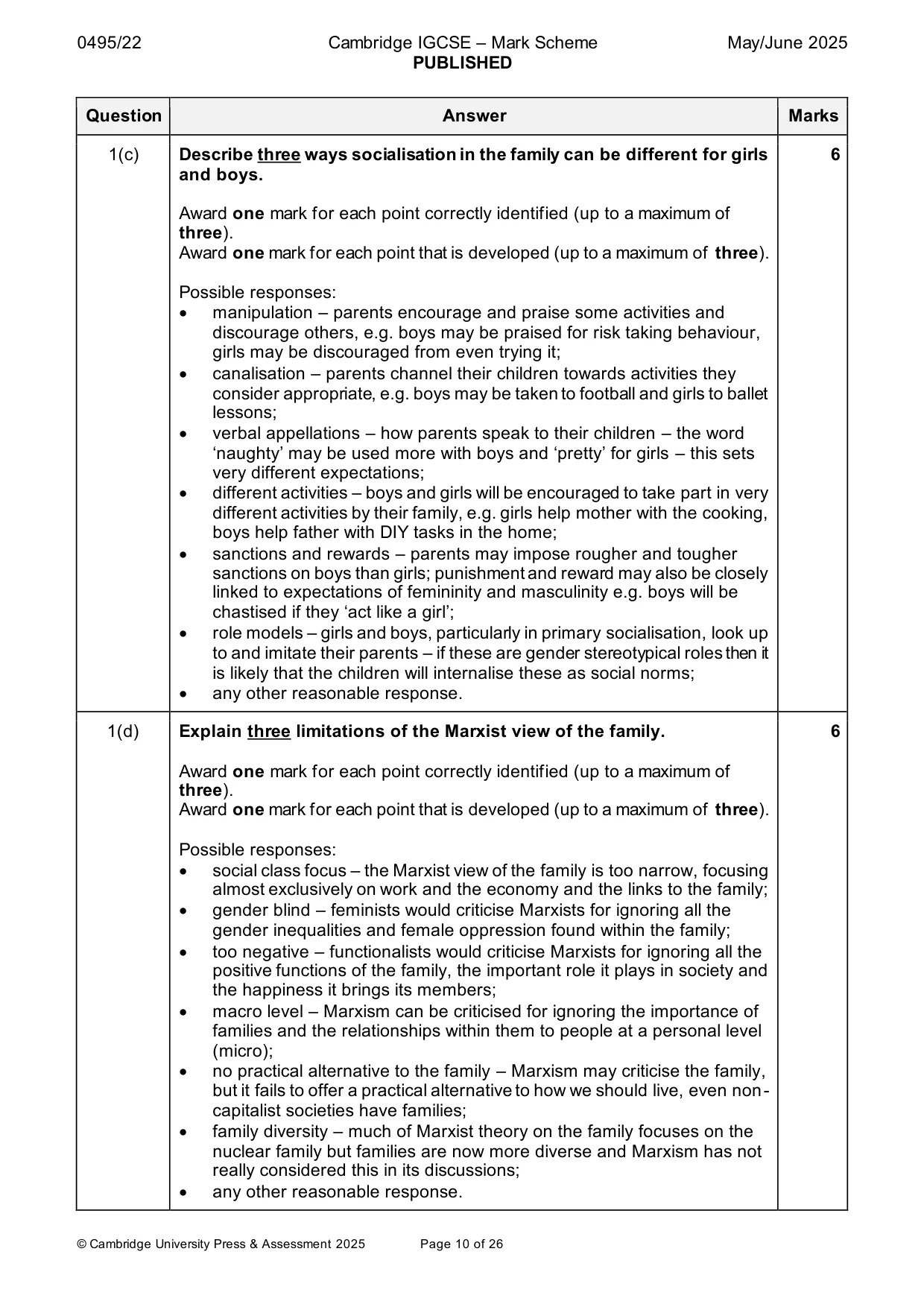 Mark scheme, page 10 of 26