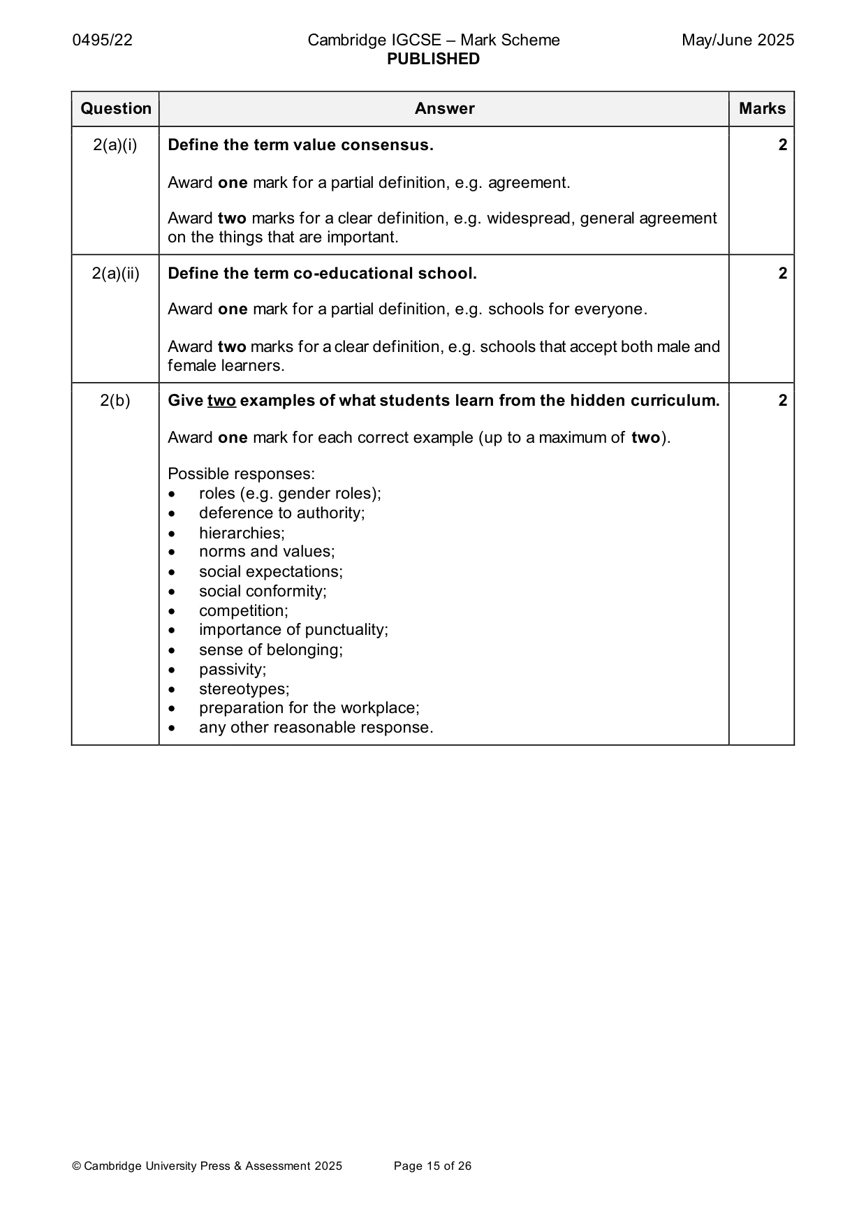 Mark scheme, page 15 of 26