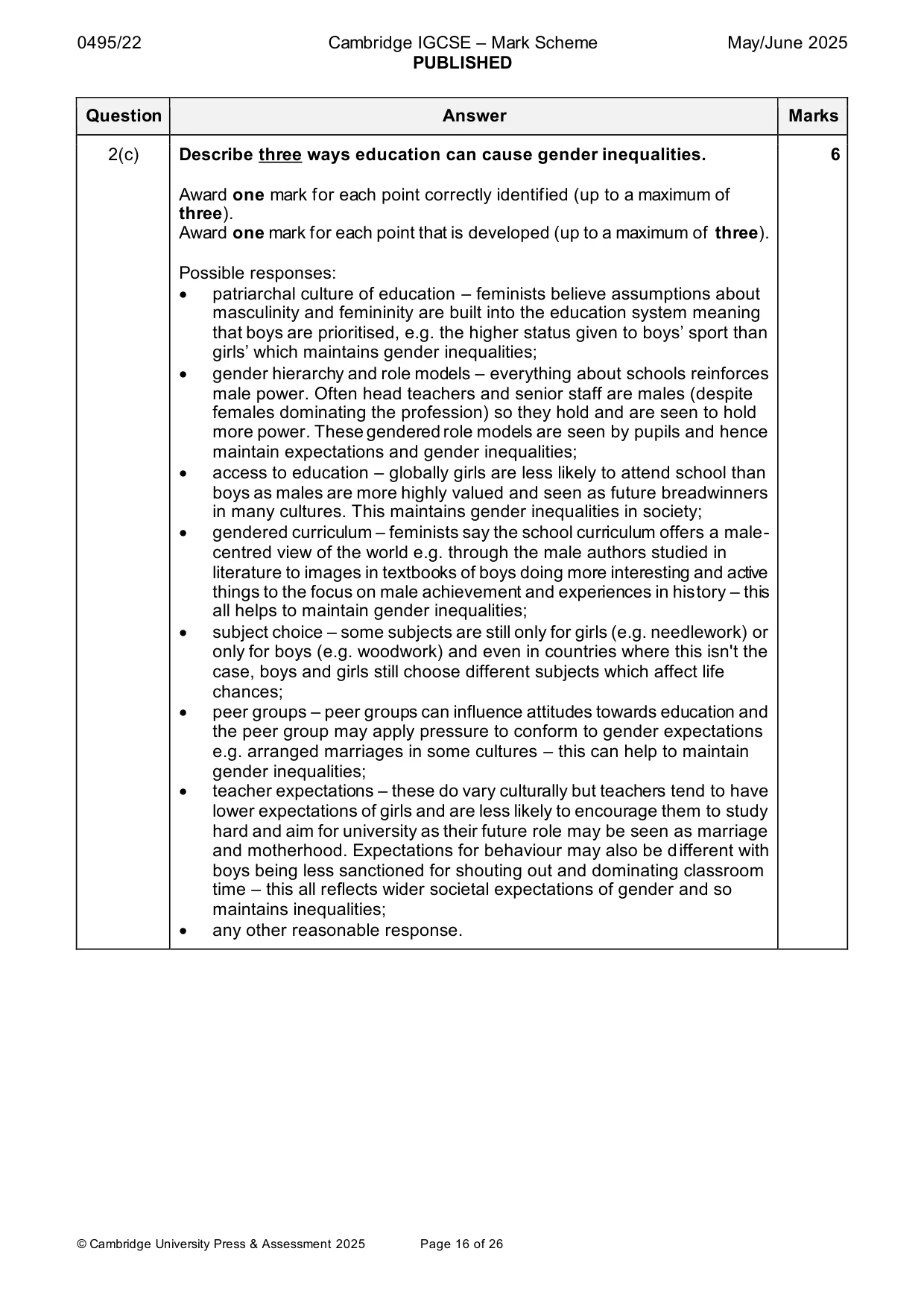 Mark scheme, page 16 of 26