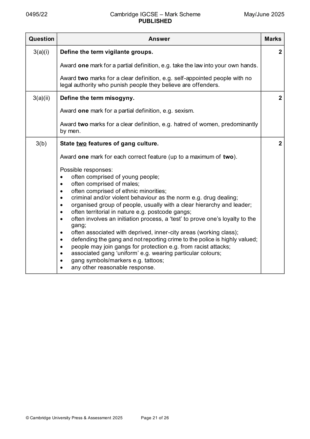 Mark scheme, page 21 of 26