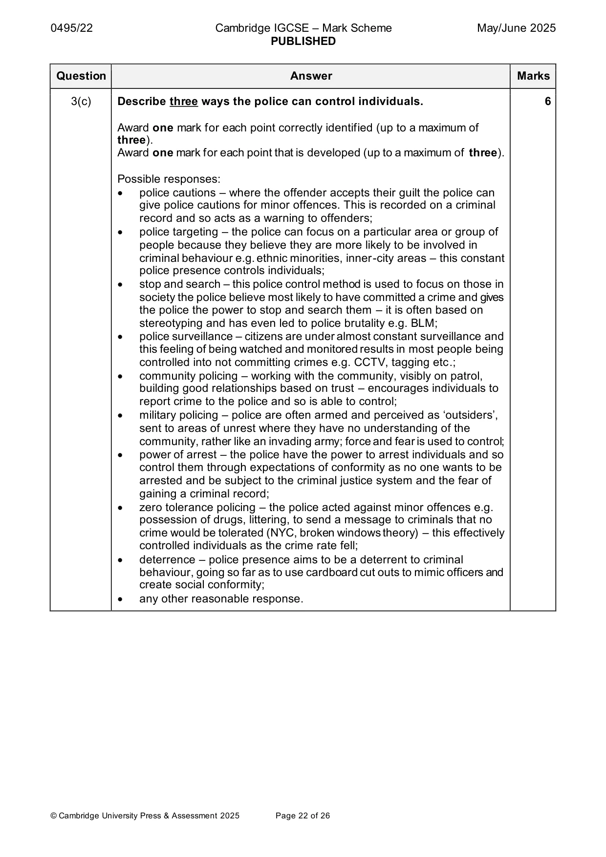 Mark scheme, page 22 of 26