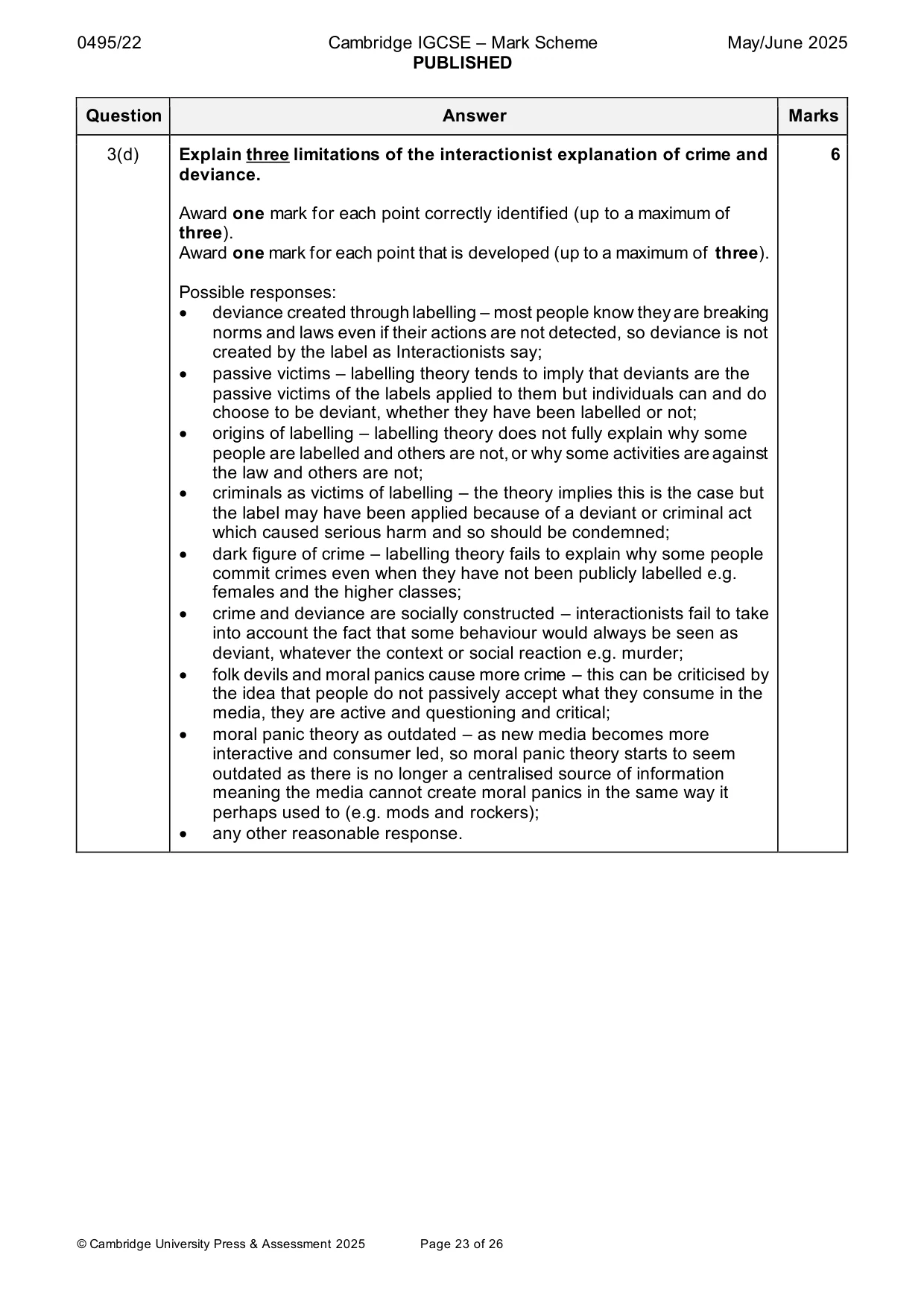 Mark scheme, page 23 of 26