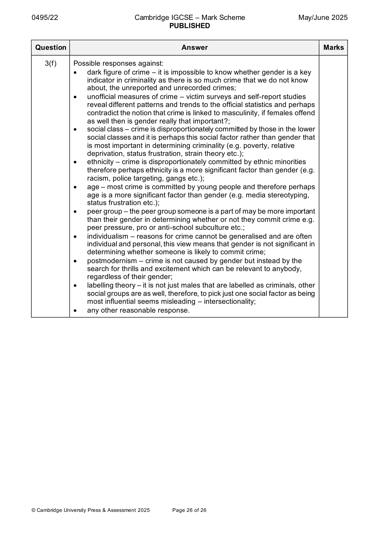 Mark scheme, page 26 of 26