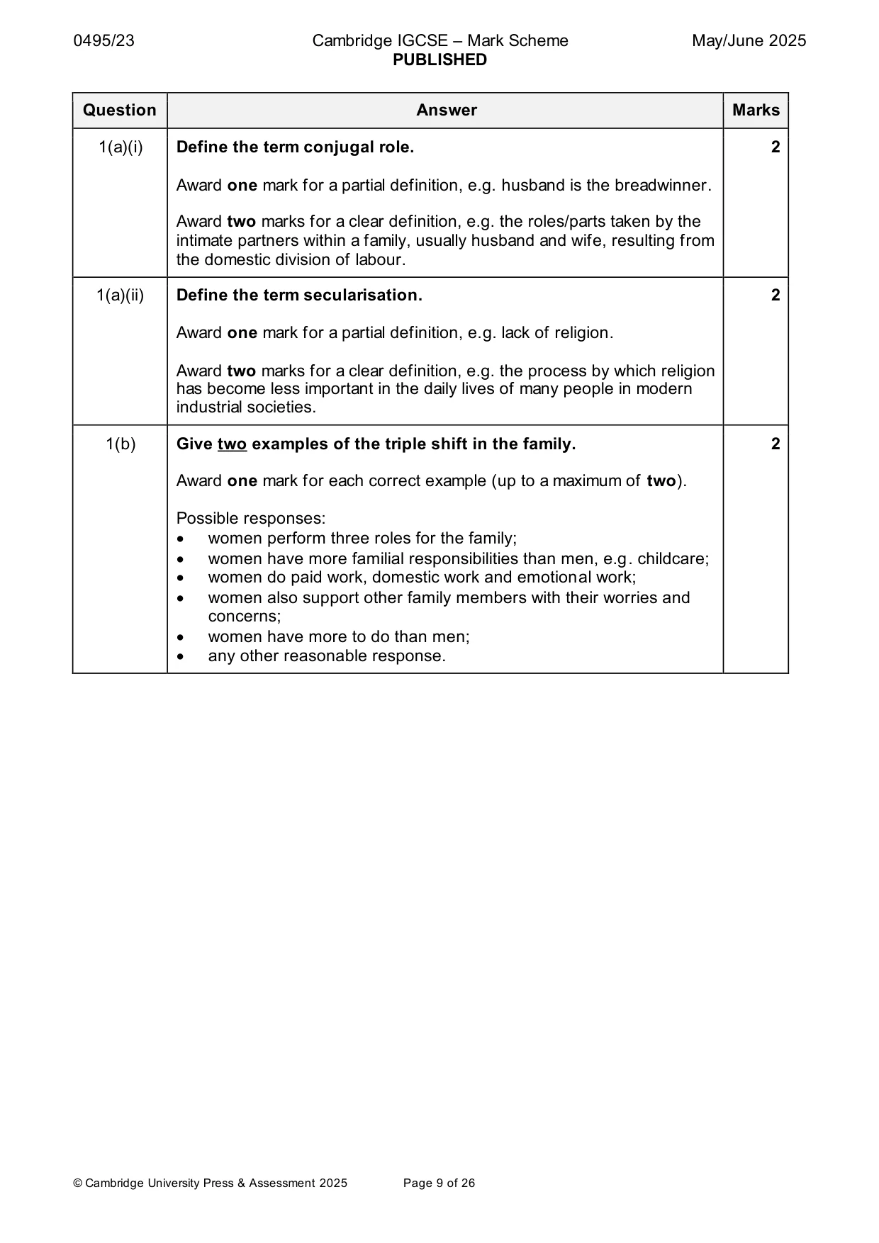Mark scheme, page 9 of 26