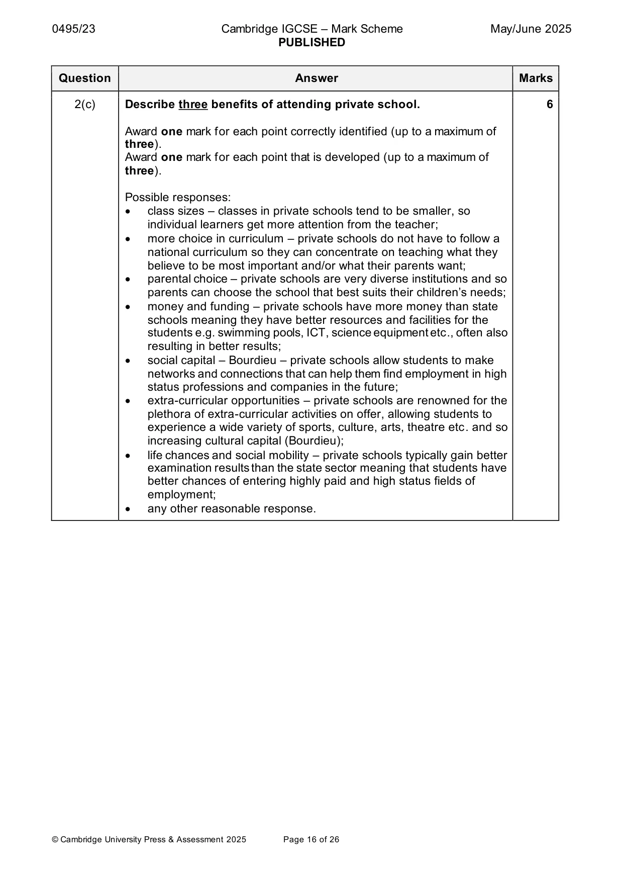 Mark scheme, page 16 of 26
