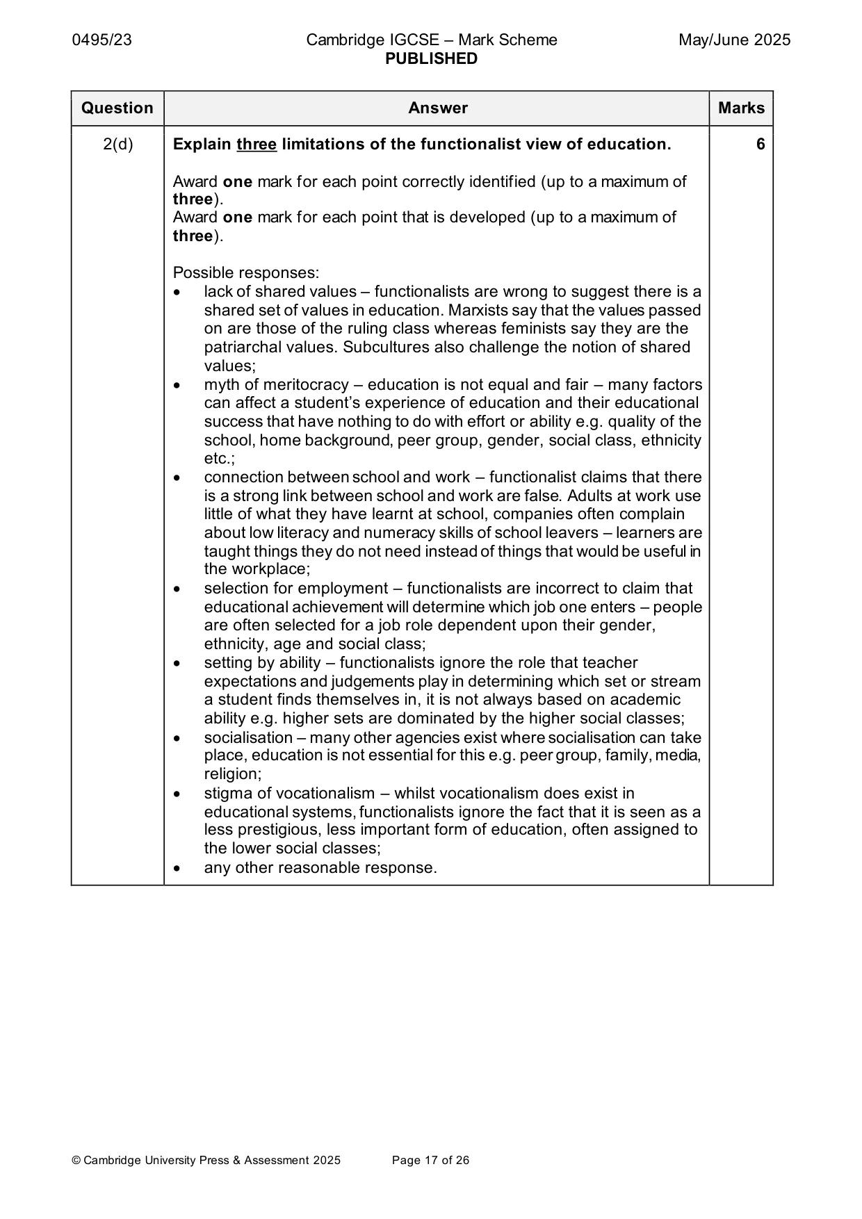Mark scheme, page 17 of 26