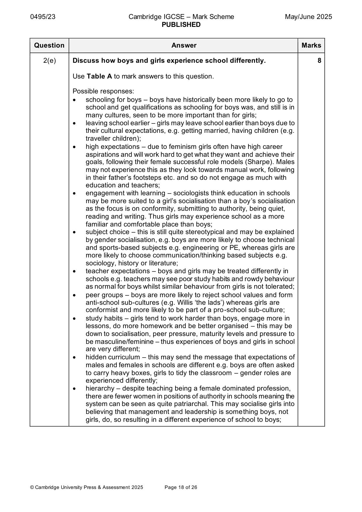 Mark scheme, page 18 of 26