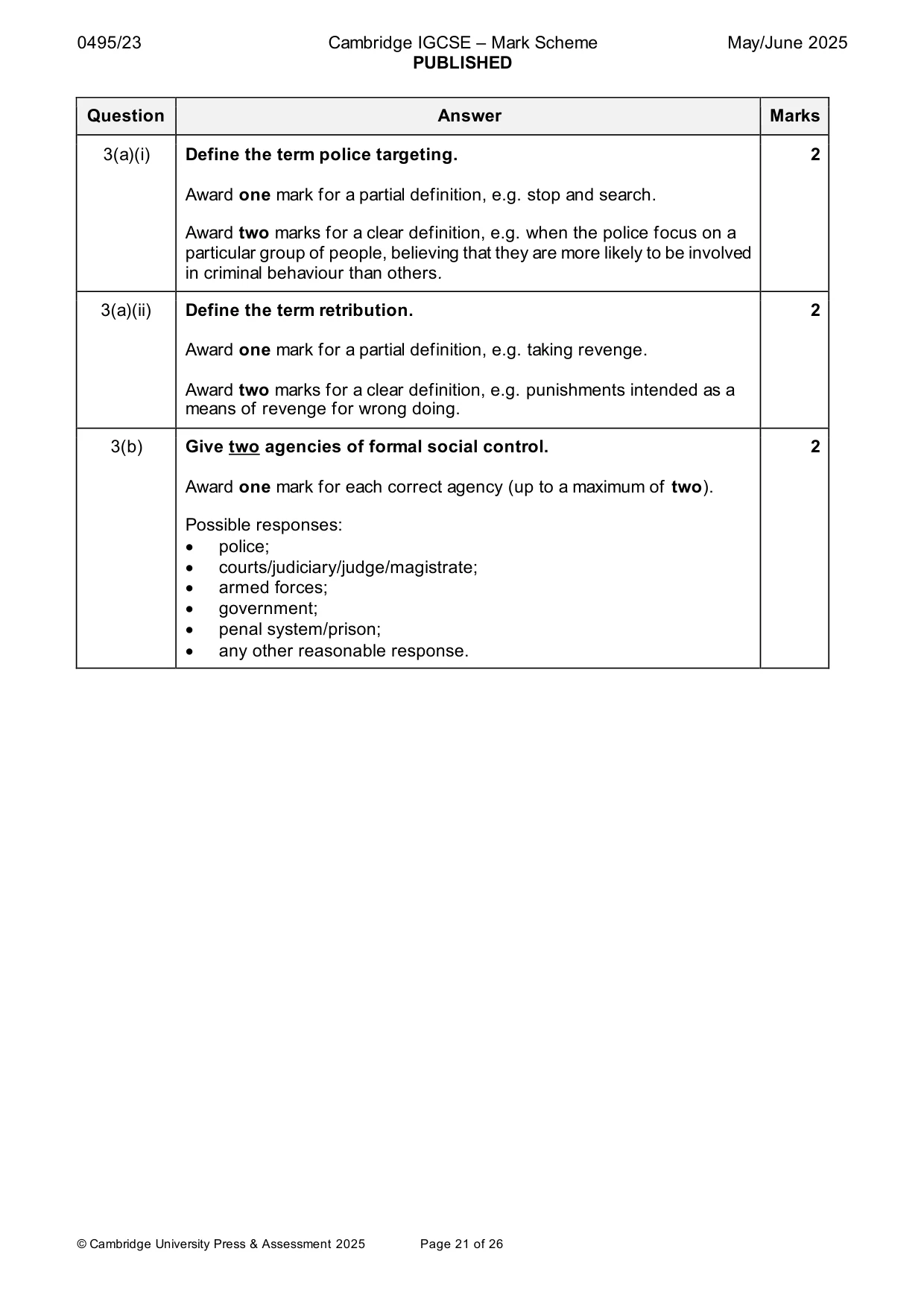 Mark scheme, page 21 of 26