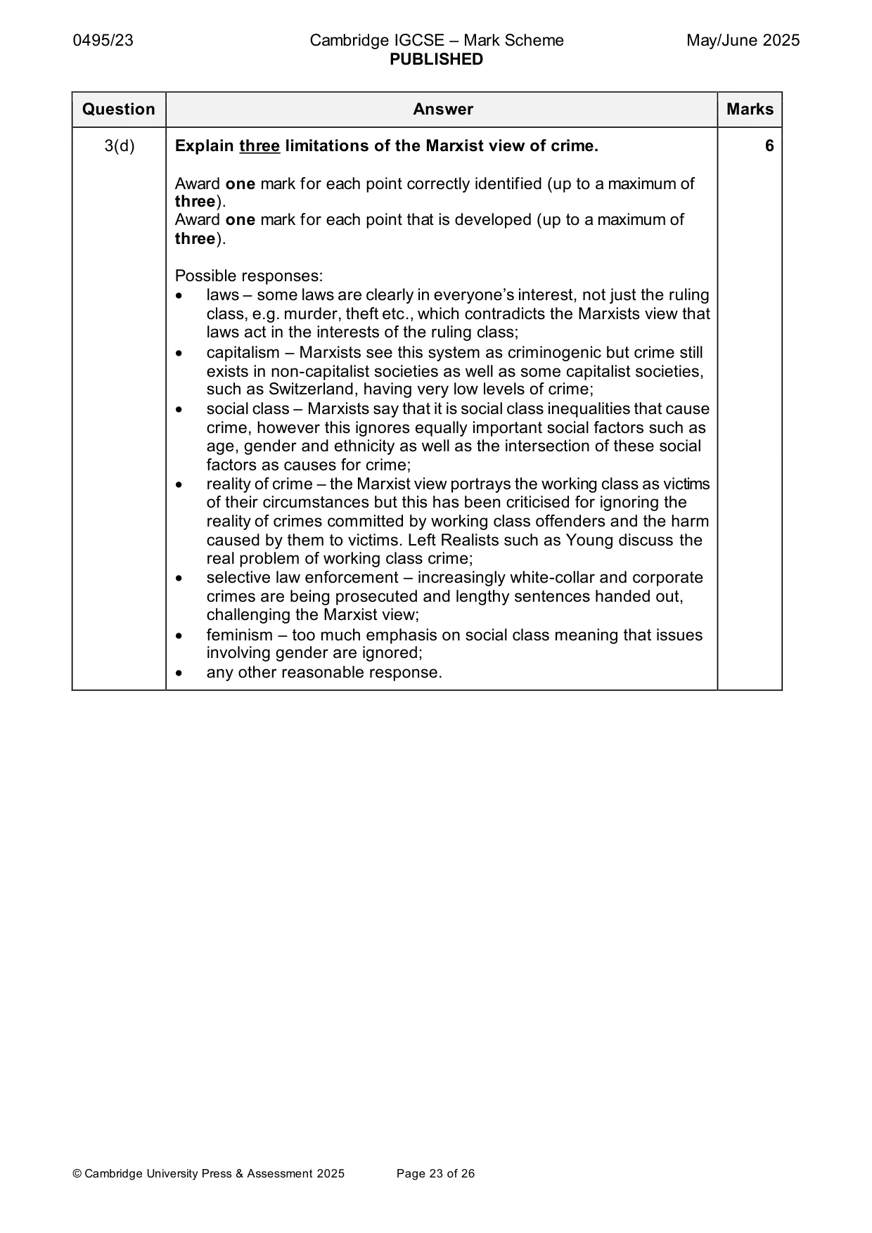 Mark scheme, page 23 of 26