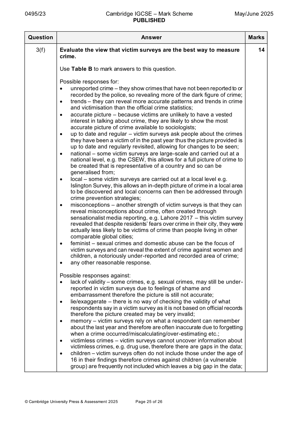 Mark scheme, page 25 of 26