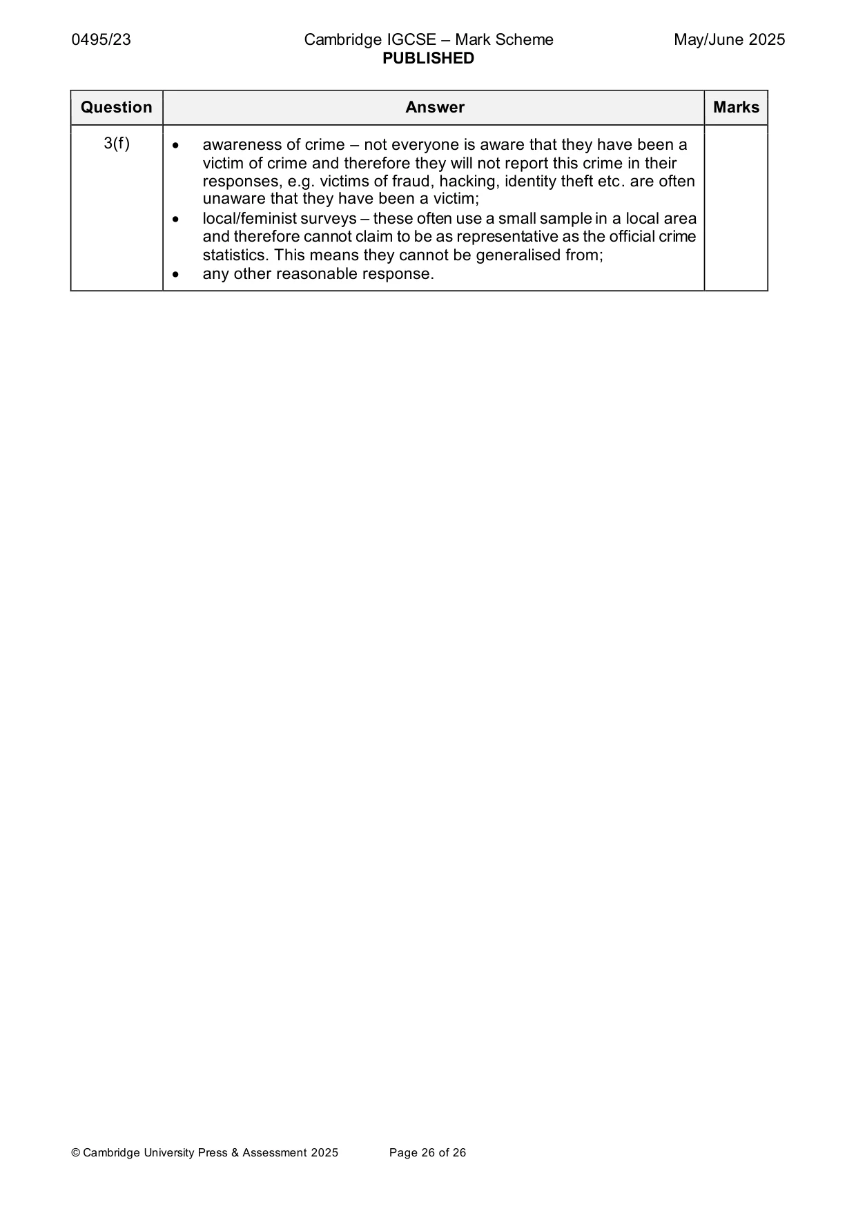 Mark scheme, page 26 of 26