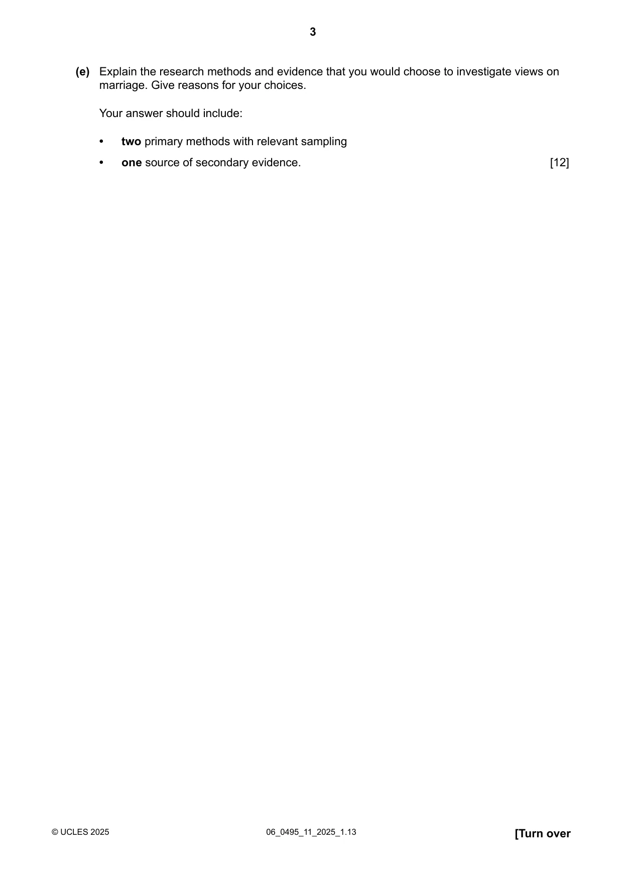 Cambridge IGCSE Sociology 0495 2025 May/June Paper 1 · Variant 1 question paper, page 3 of 8