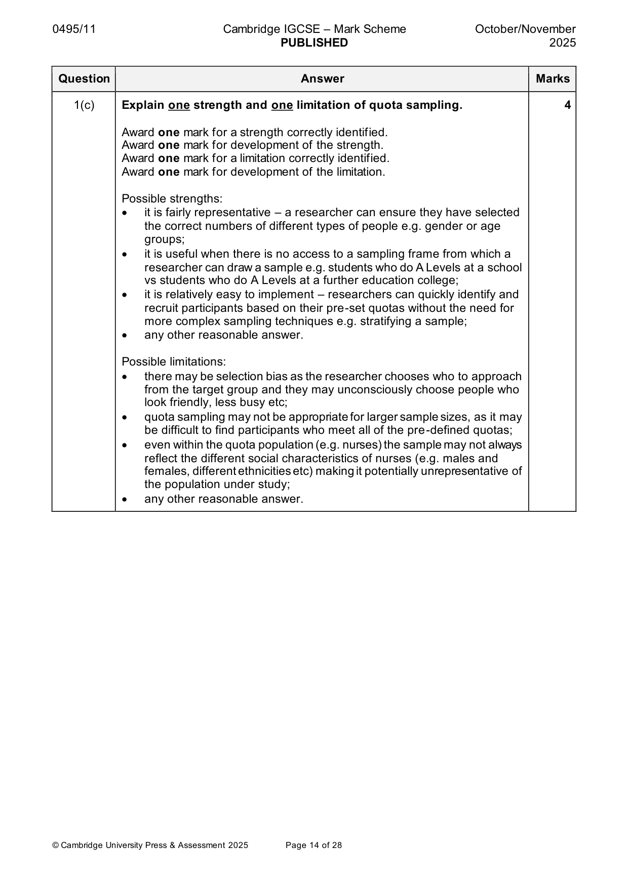 Mark scheme, page 14 of 28