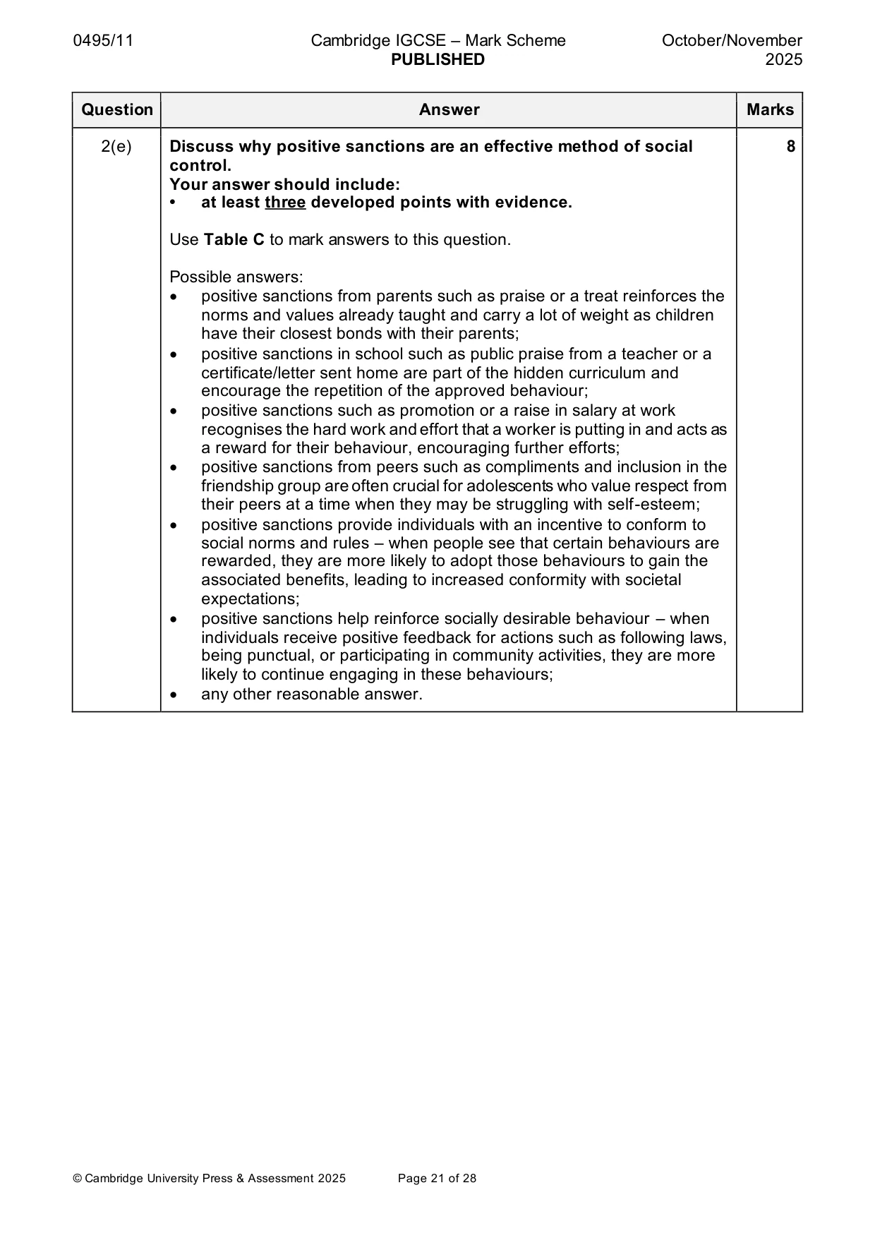 Mark scheme, page 21 of 28
