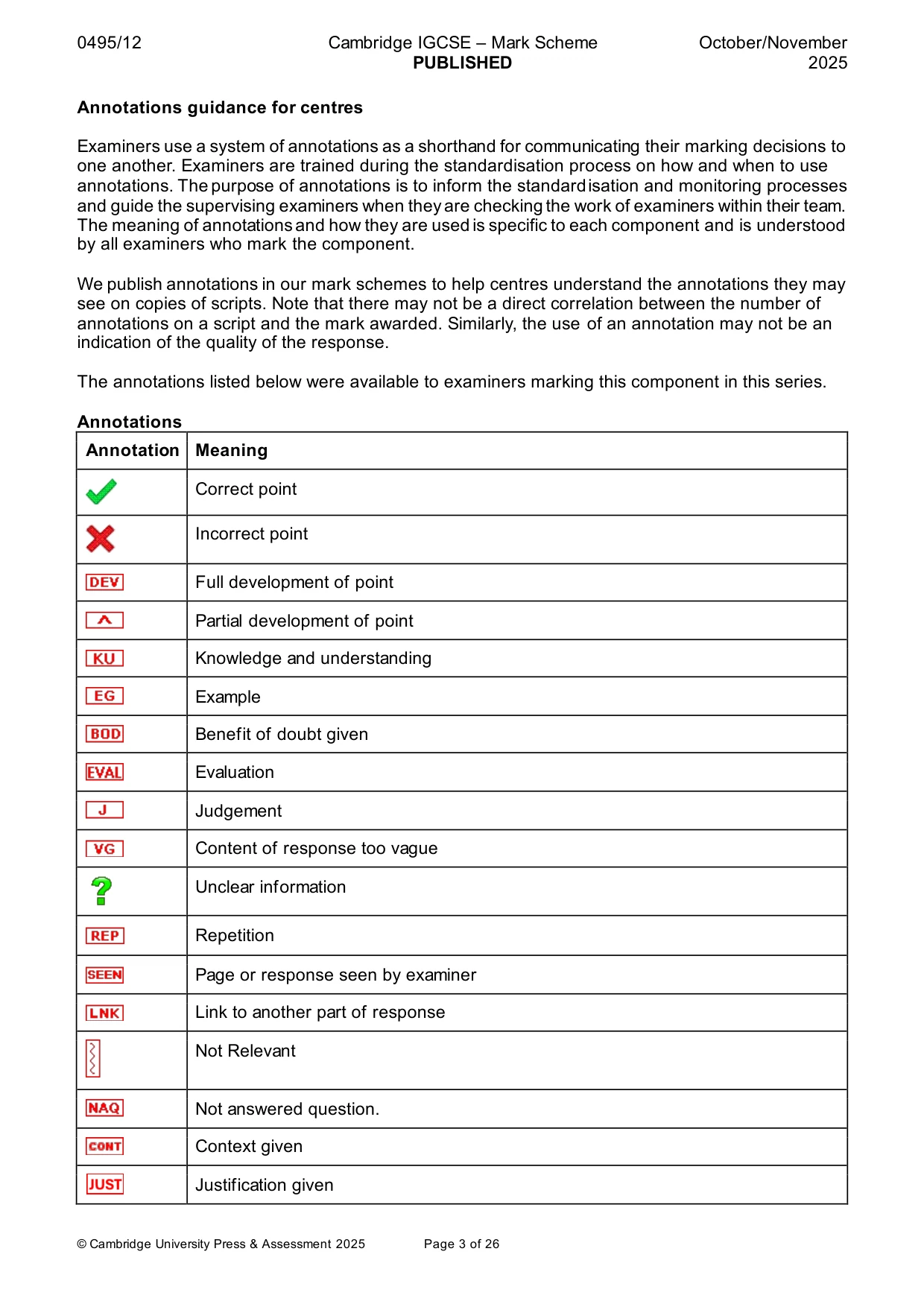 Mark scheme, page 3 of 26