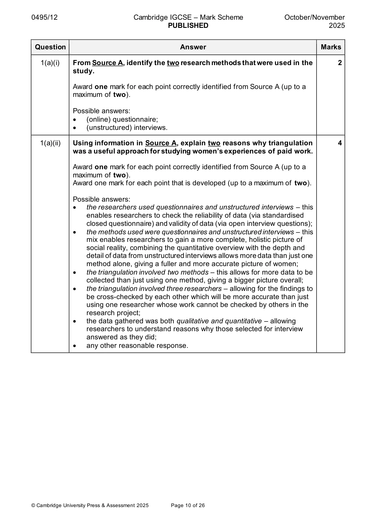 Mark scheme, page 10 of 26